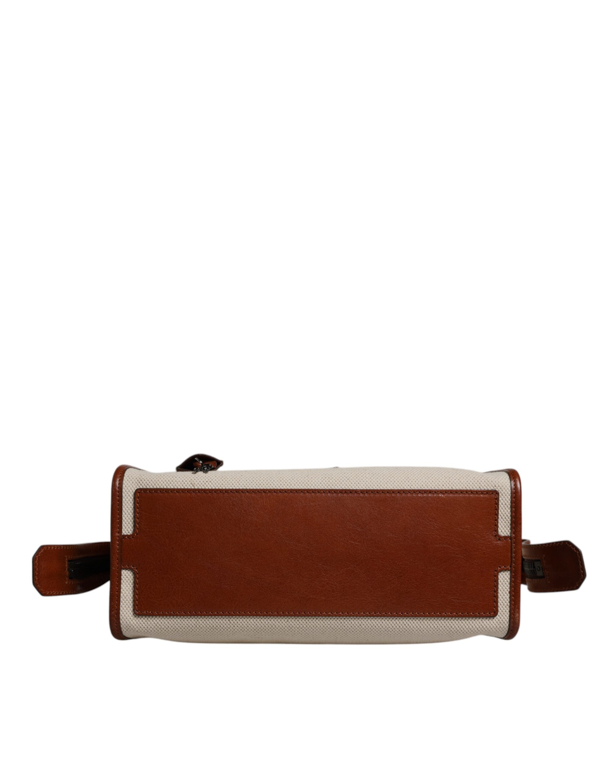 Dolce & Gabbana Ivory Cotton Leather Duffel Weekender Bag LUNESCAPE