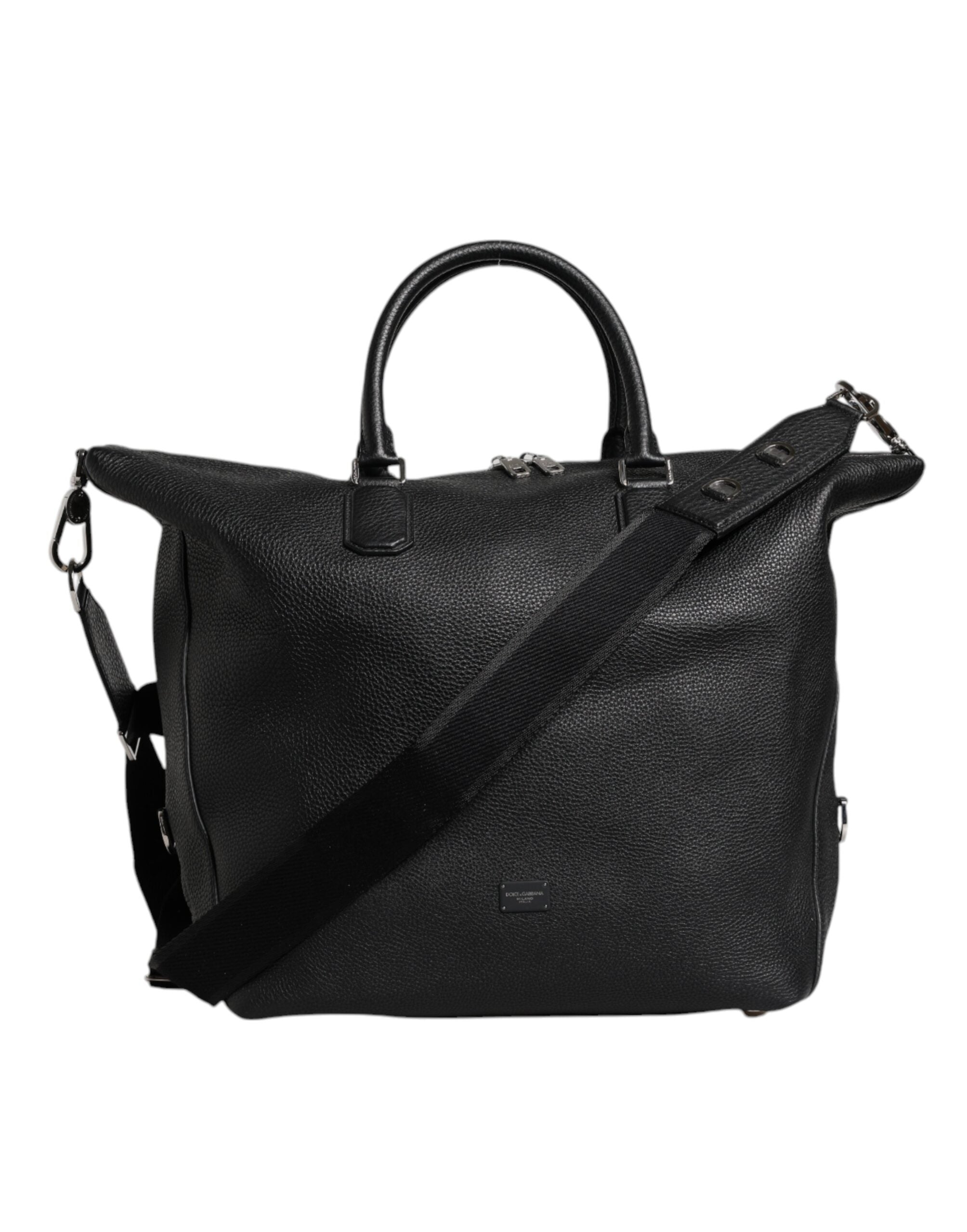Dolce & Gabbana Black Calfskin Leather Hand Shoulder Duffel Bag LUNESCAPE