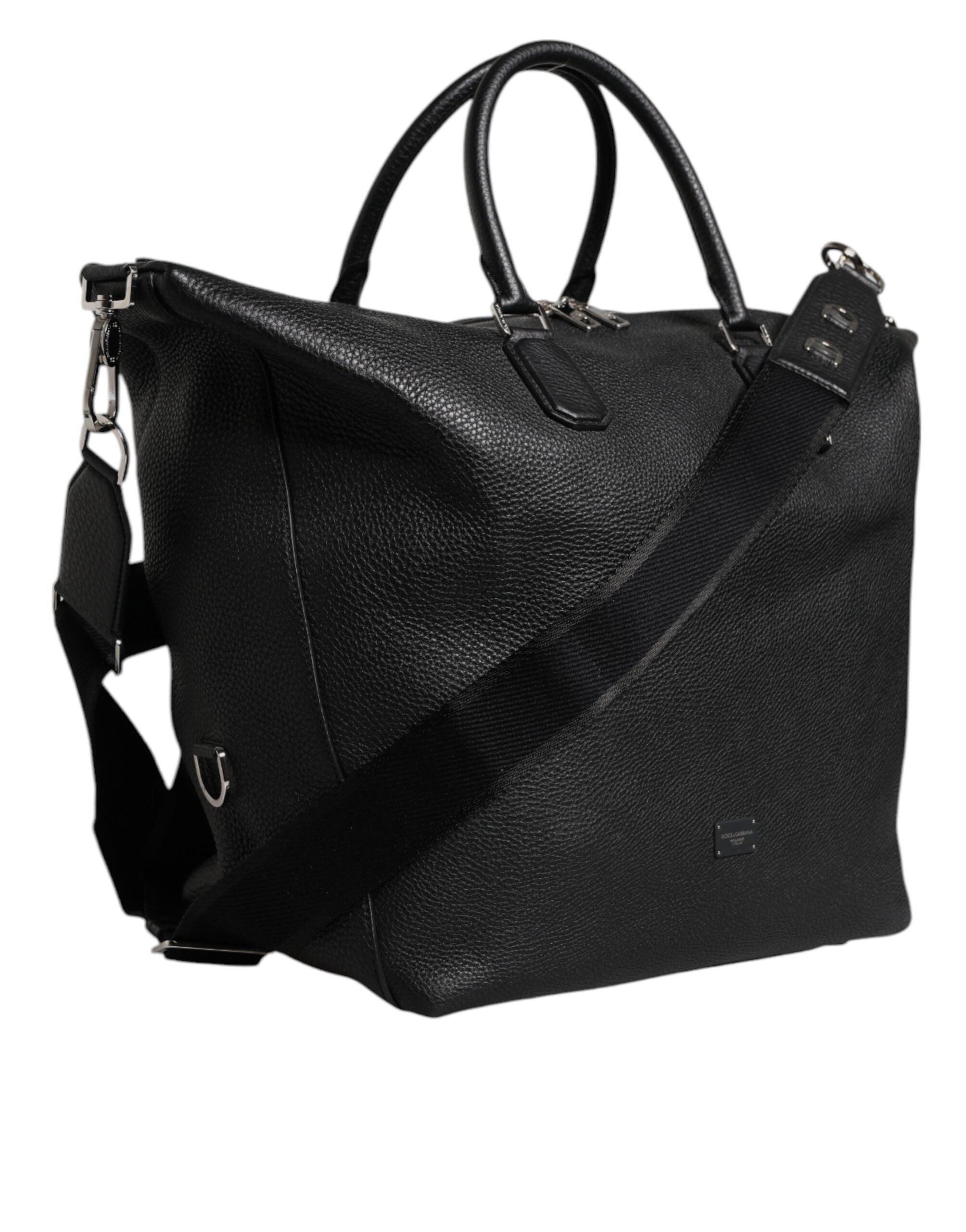 Dolce & Gabbana Black Calfskin Leather Hand Shoulder Duffel Bag LUNESCAPE