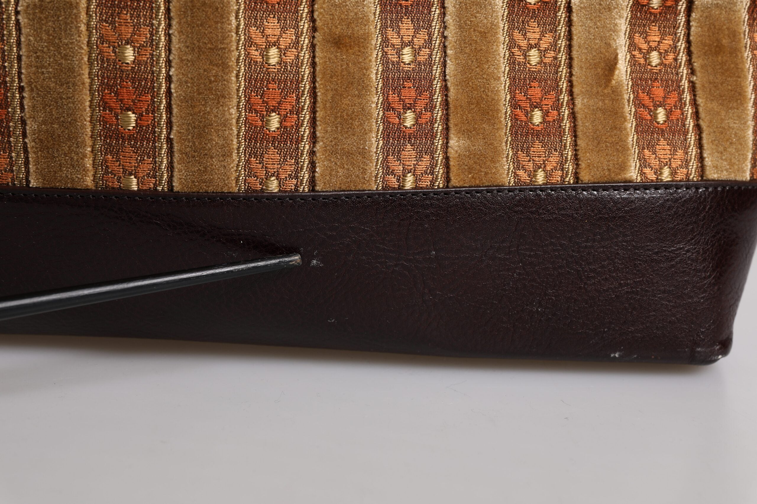 Dolce & Gabbana Beige Maroon Velvet Leather Jacquard Travel Bag