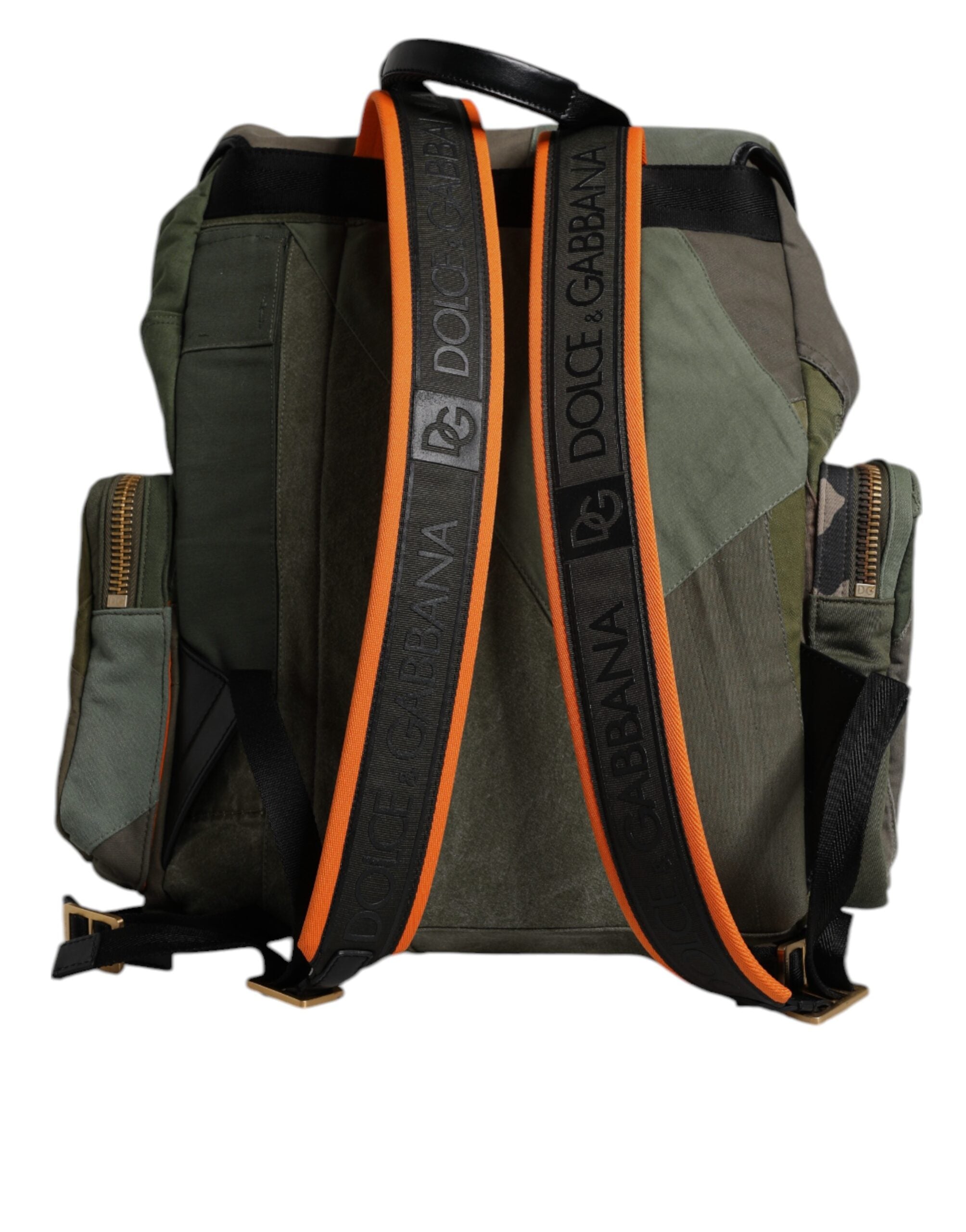 Dolce & Gabbana Military Green Patchwork Travel Backpack Bag