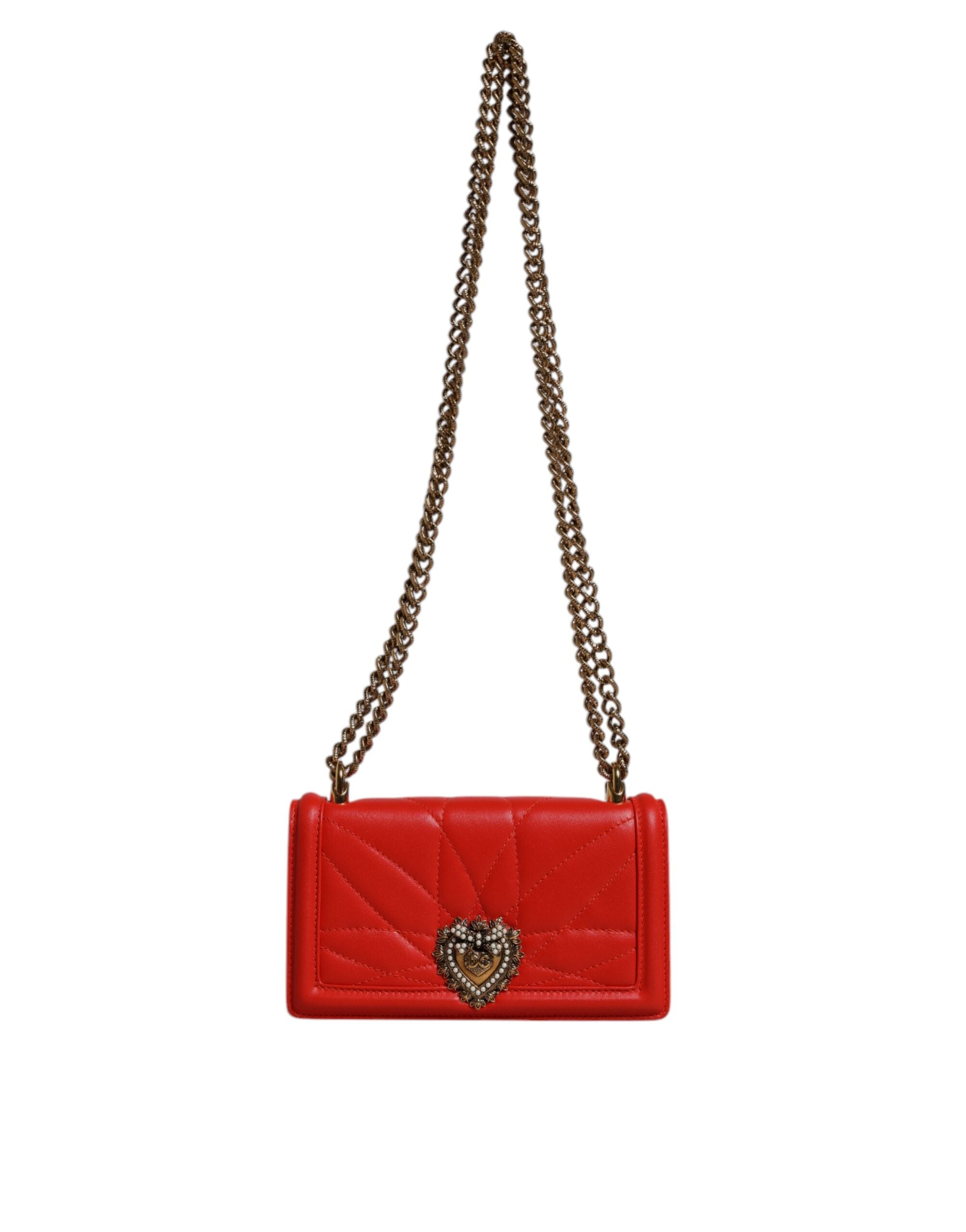 Dolce & Gabbana Red Quilted Devotion Crossbody Chain Mini Bag LUNESCAPE