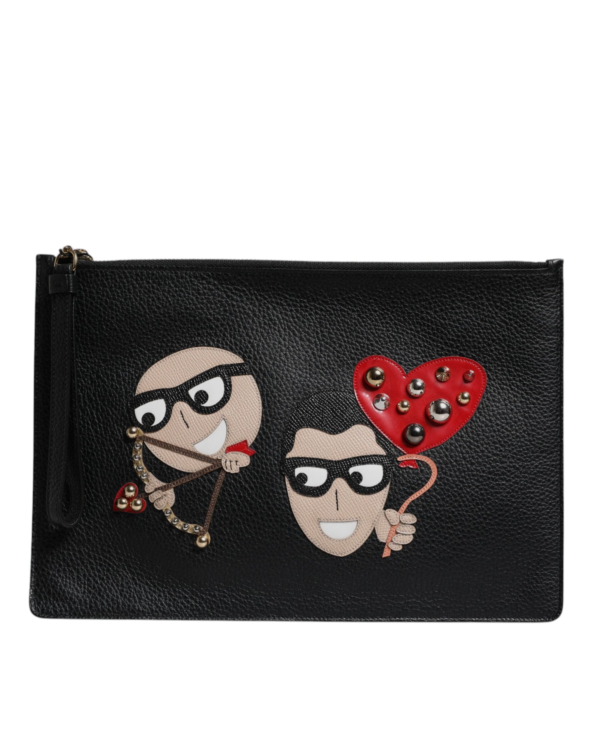 Dolce & Gabbana Black #DGFamily Embellished Leather Clutch Bag LUNESCAPE
