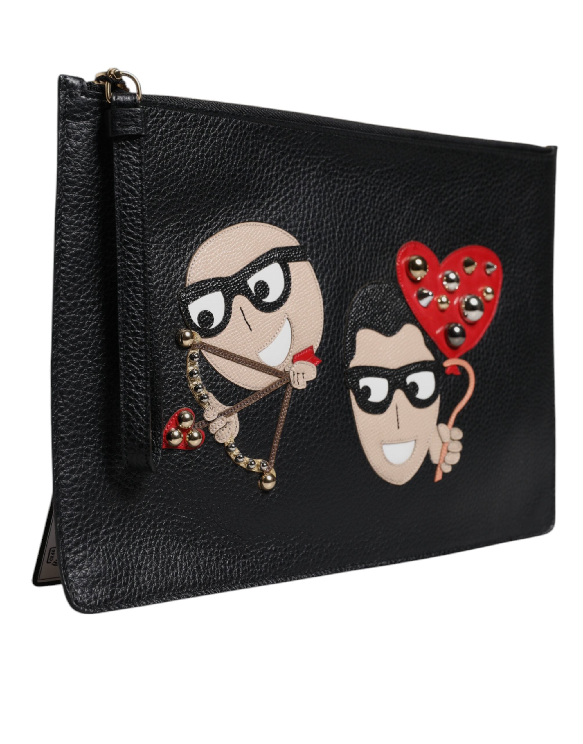 Dolce & Gabbana Black #DGFamily Embellished Leather Clutch Bag LUNESCAPE