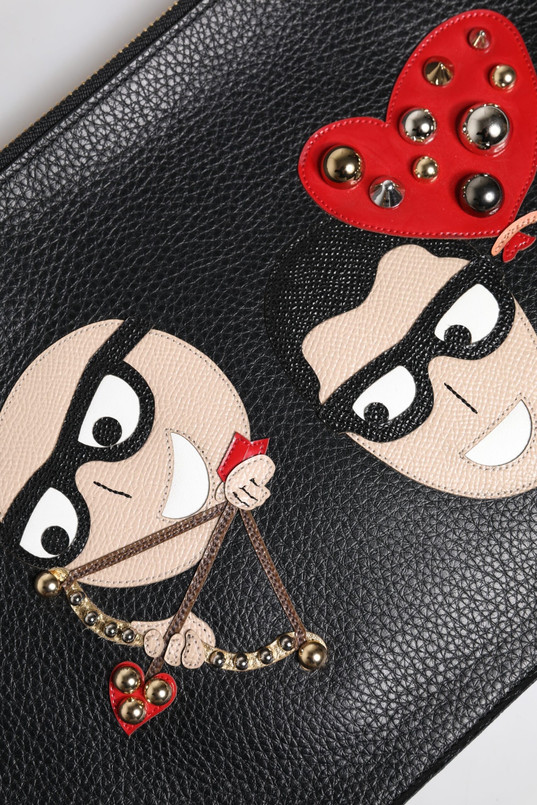 Dolce & Gabbana Black #DGFamily Embellished Leather Clutch Bag LUNESCAPE
