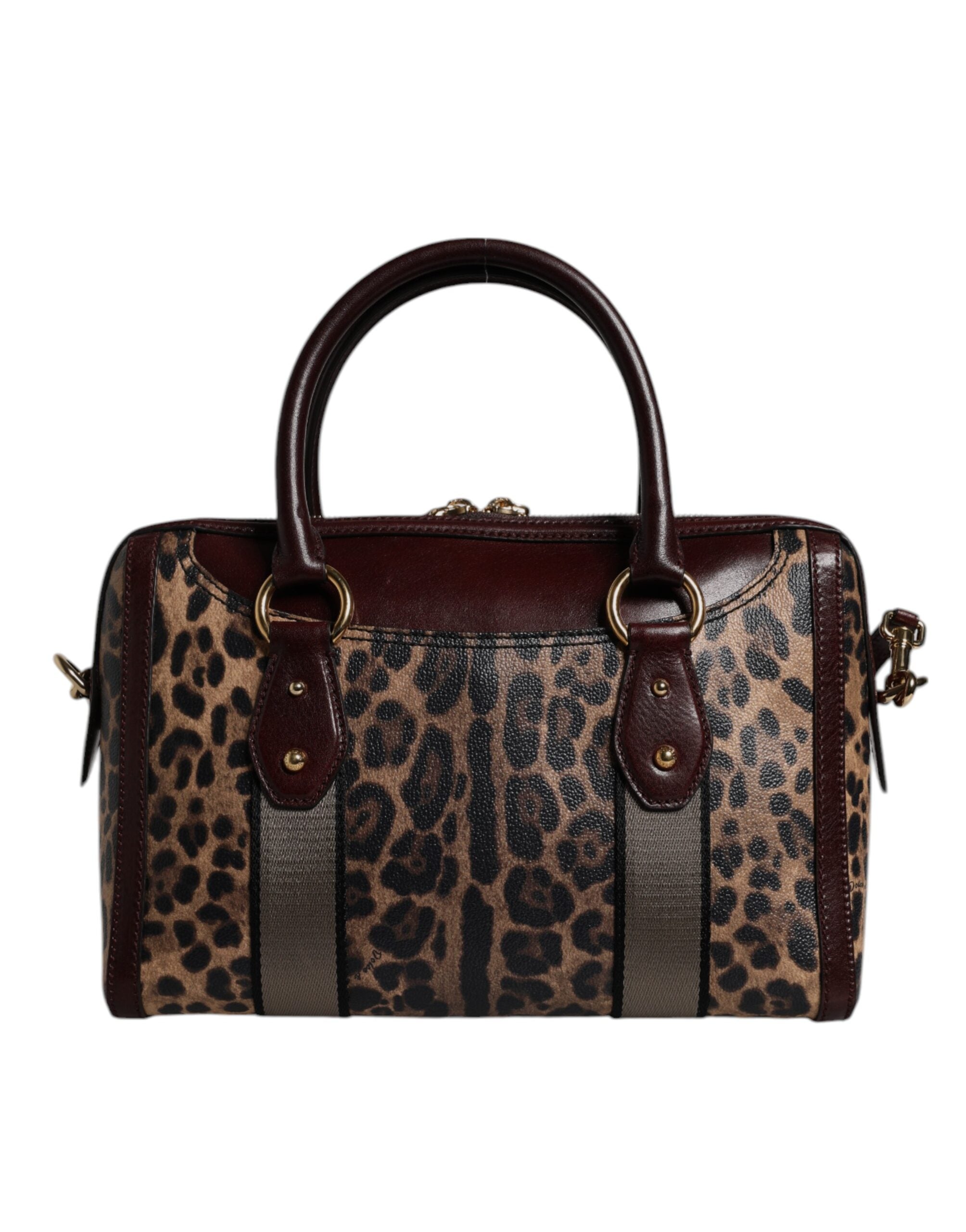 Dolce & Gabbana Brown Leopard Leather Shoulder Strap Duffel Bag LUNESCAPE