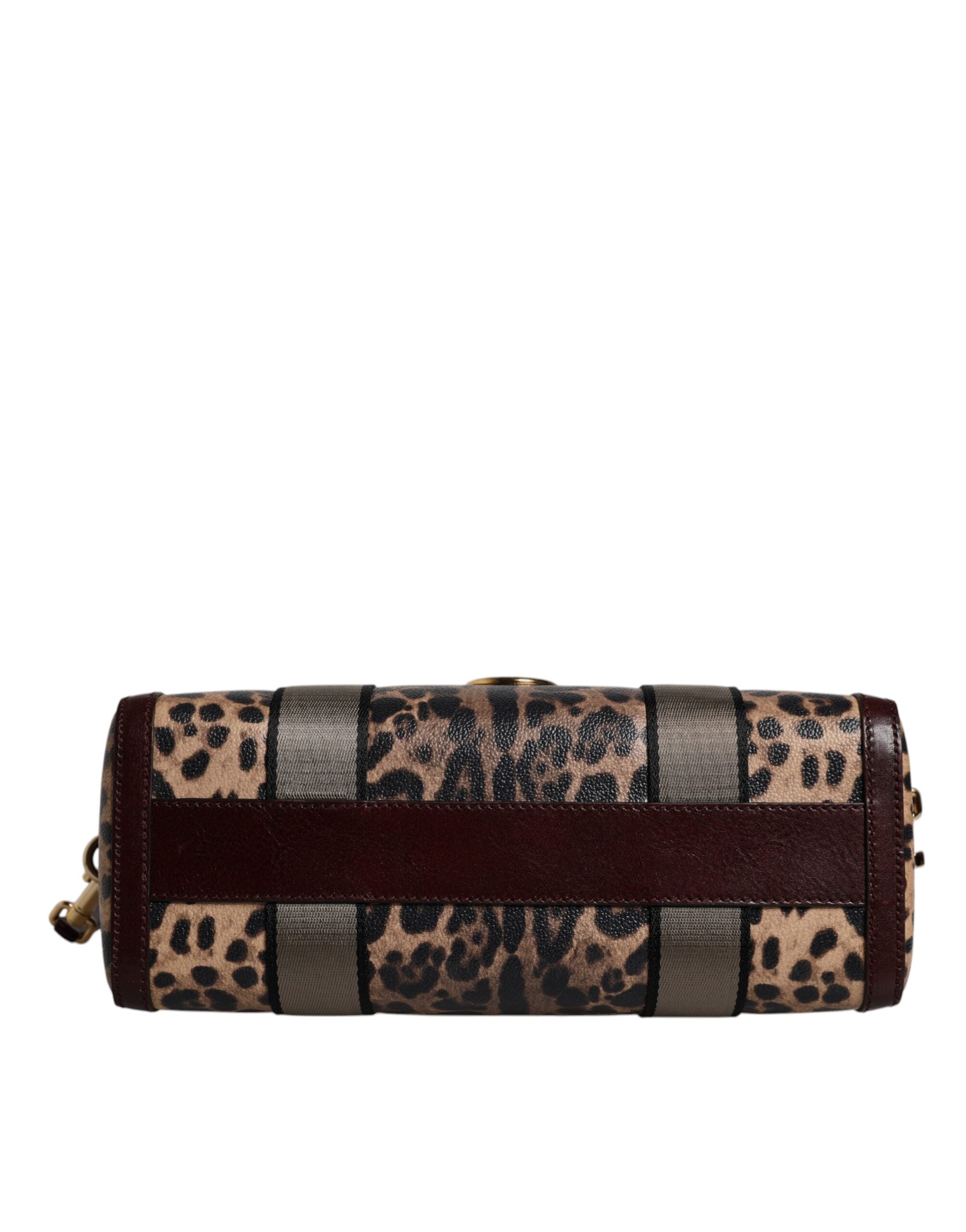 Dolce & Gabbana Brown Leopard Leather Shoulder Strap Duffel Bag LUNESCAPE