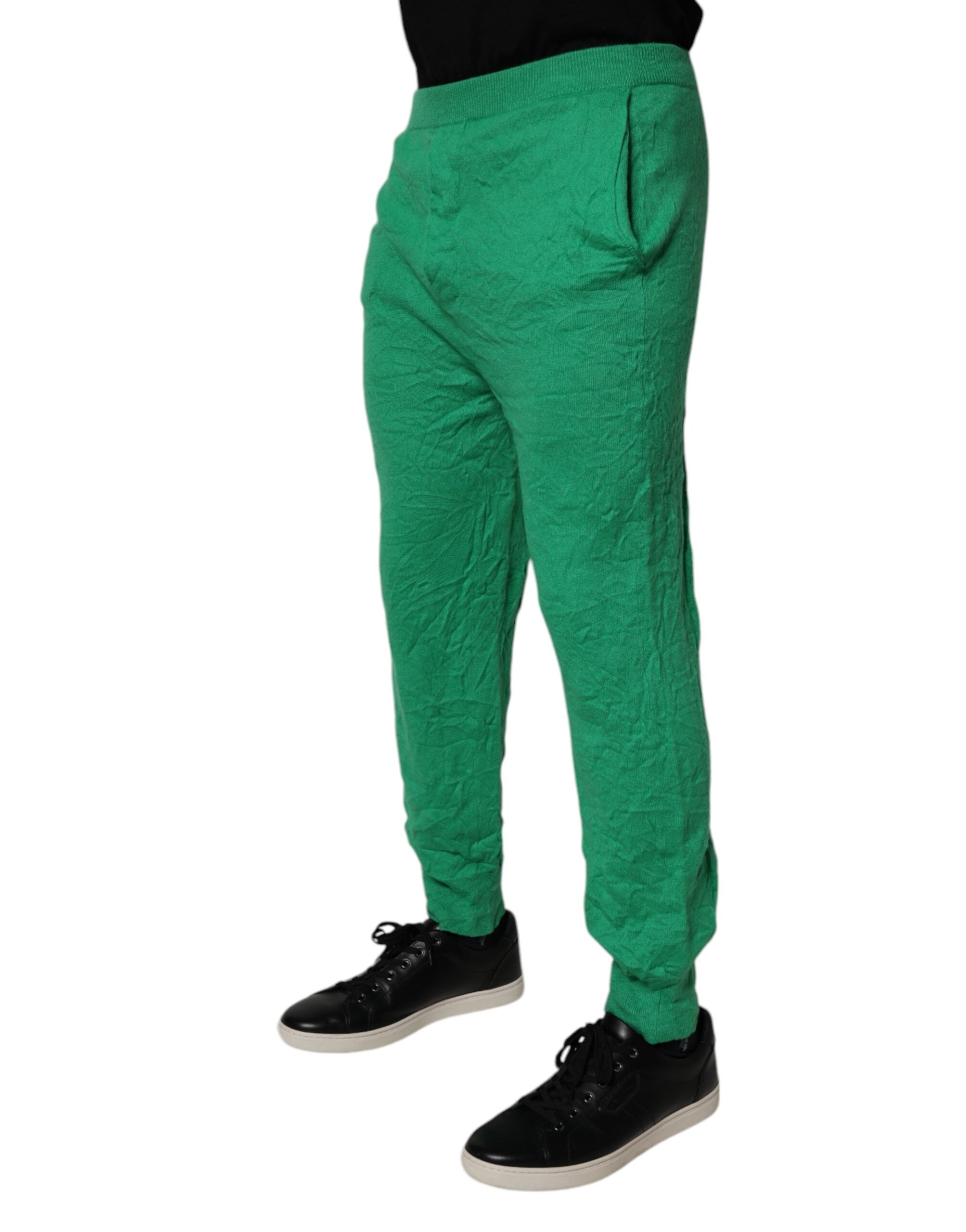 Dsquared² Green Cotton Elastic Waist Men Casual Pants LUNESCAPE