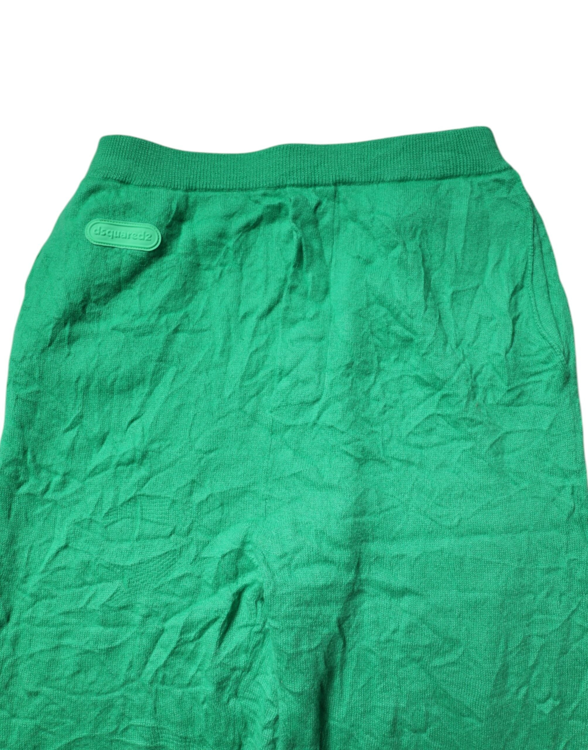 Dsquared² Green Cotton Elastic Waist Men Casual Pants LUNESCAPE