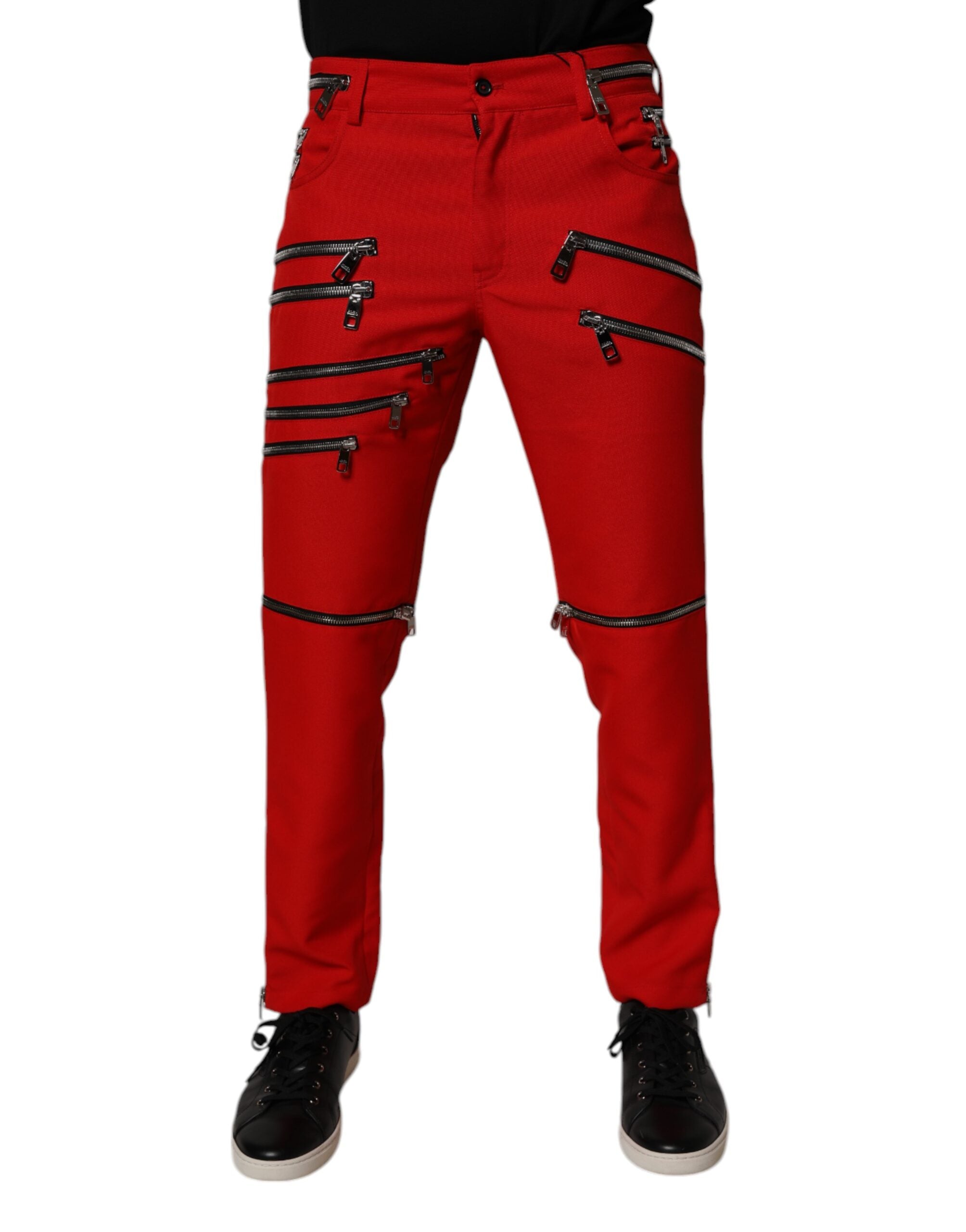 Dolce & Gabbana Red Zipper Skinny Jeans