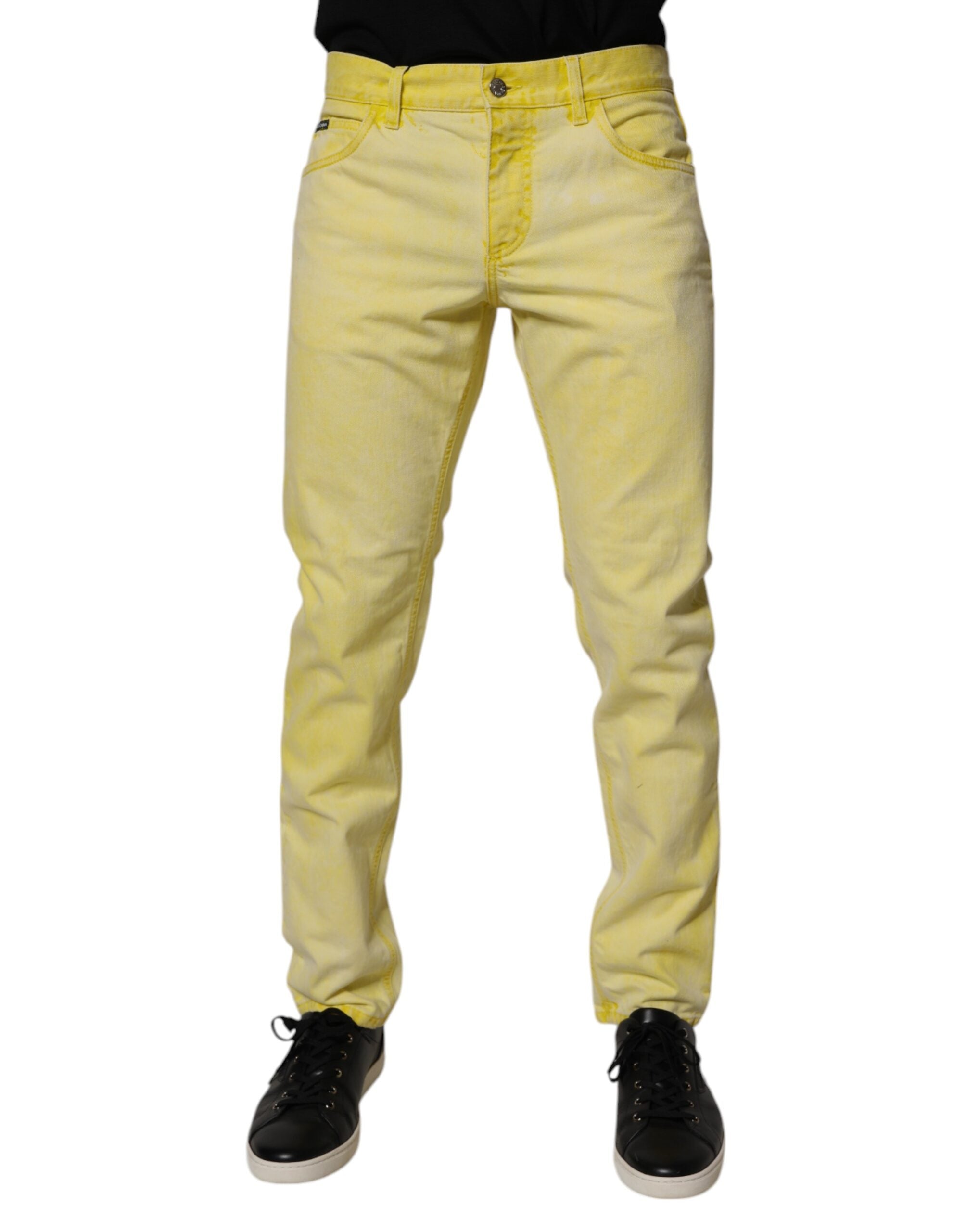 Dolce & Gabbana Yellow Cotton Stretch Skinny Men Denim Jeans LUNESCAPE