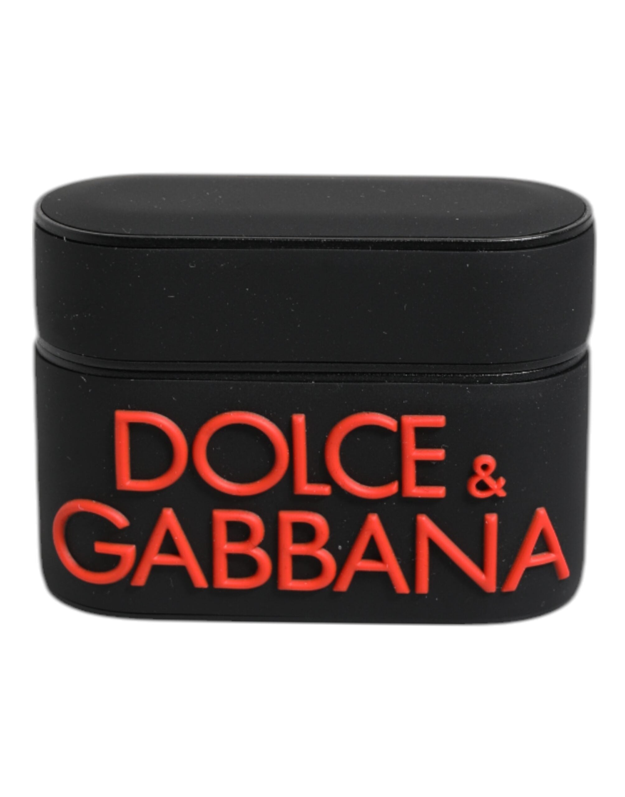 Dolce & Gabbana Black Orange Silicone Embossed Logo Airpods Case LUNESCAPE