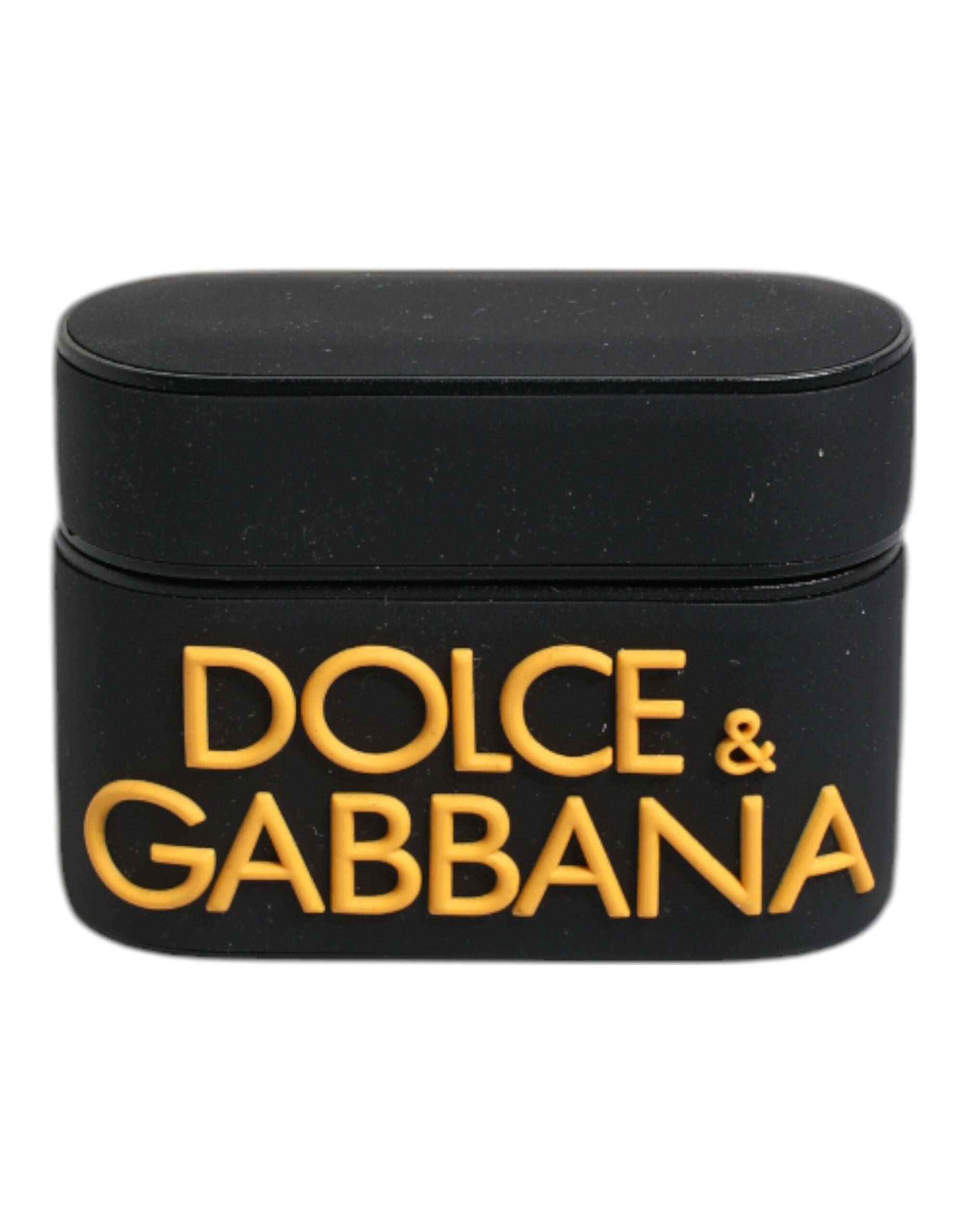 Dolce & Gabbana Black Yellow Silicone Embossed Logo Airpods Case LUNESCAPE