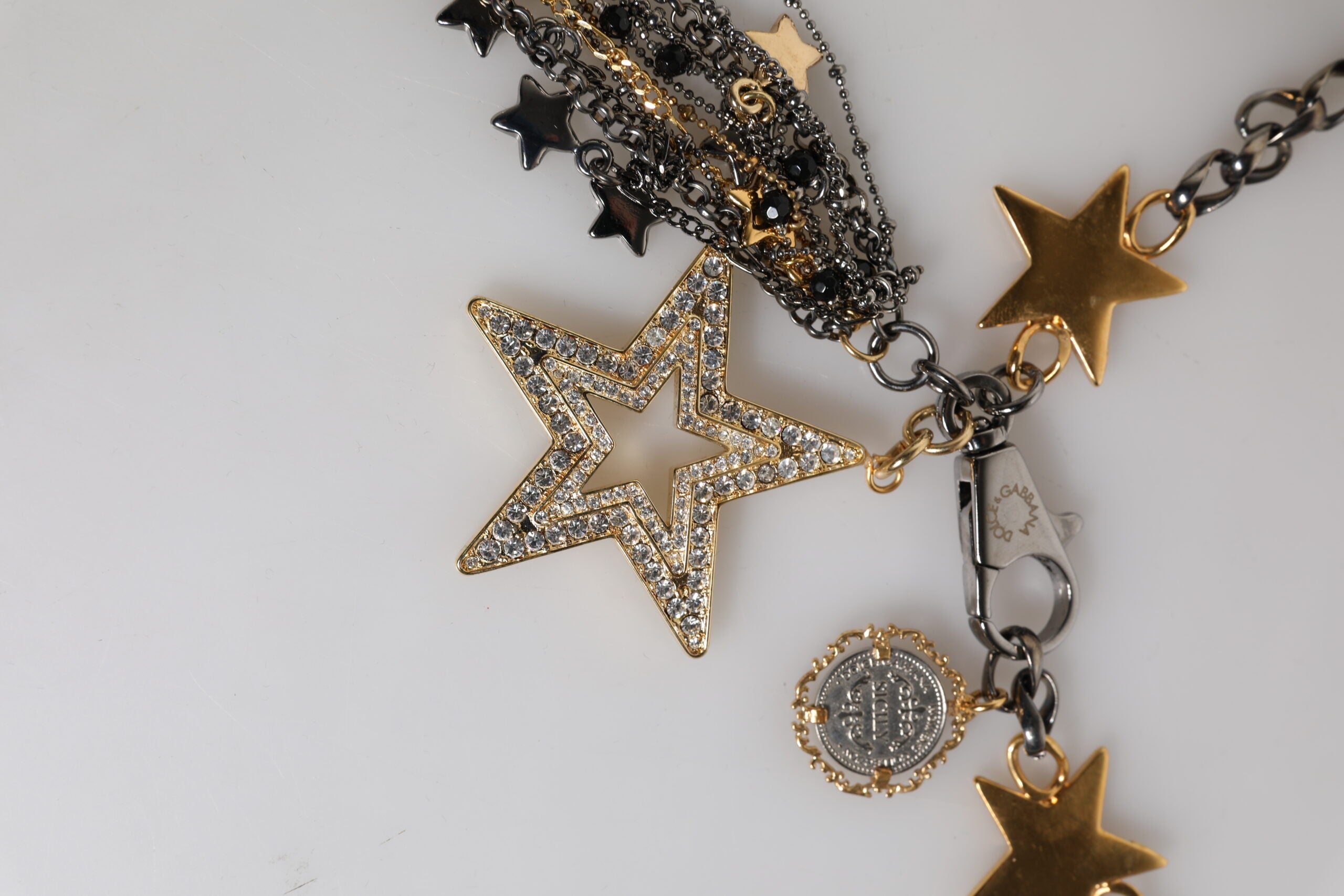 Dolce & Gabbana Silver Gold Brass Embellished Waist Chain Belt LUNESCAPE