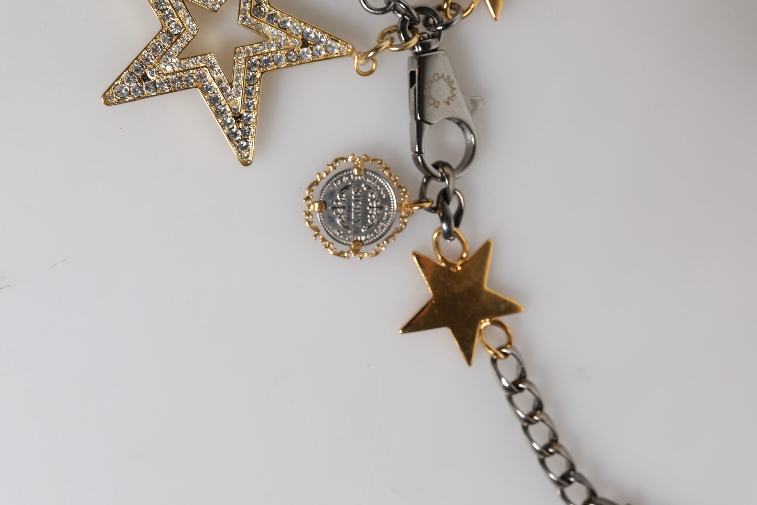 Dolce & Gabbana Silver Gold Brass Embellished Waist Chain Belt LUNESCAPE