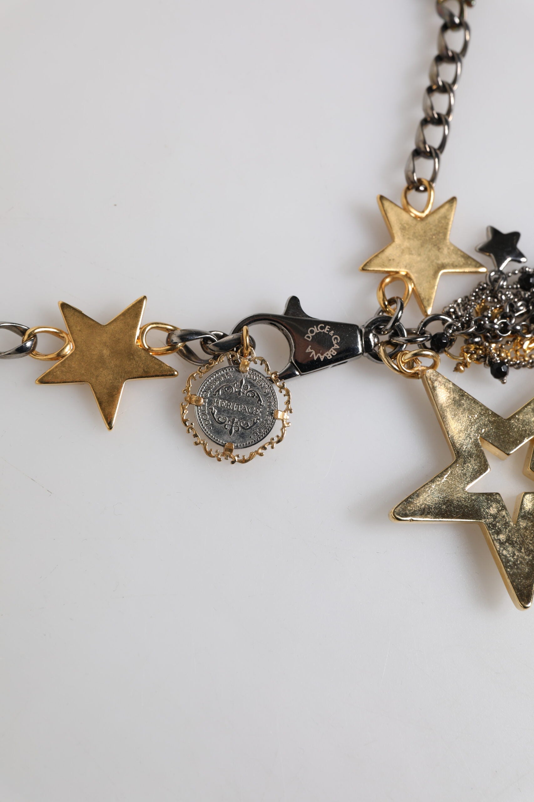 Dolce & Gabbana Silver Gold Brass Embellished Waist Chain Belt LUNESCAPE