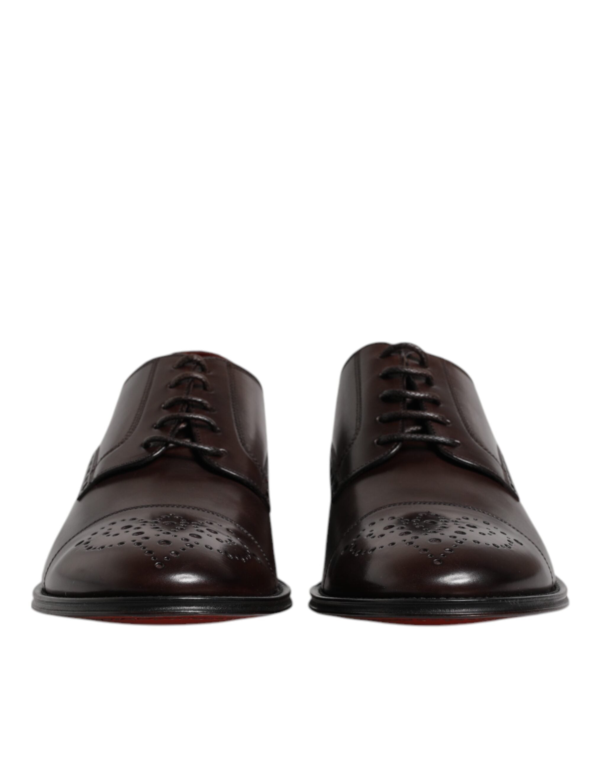 Dolce & Gabbana Maroon Calfskin Leather Derby Men Dress Shoes LUNESCAPE