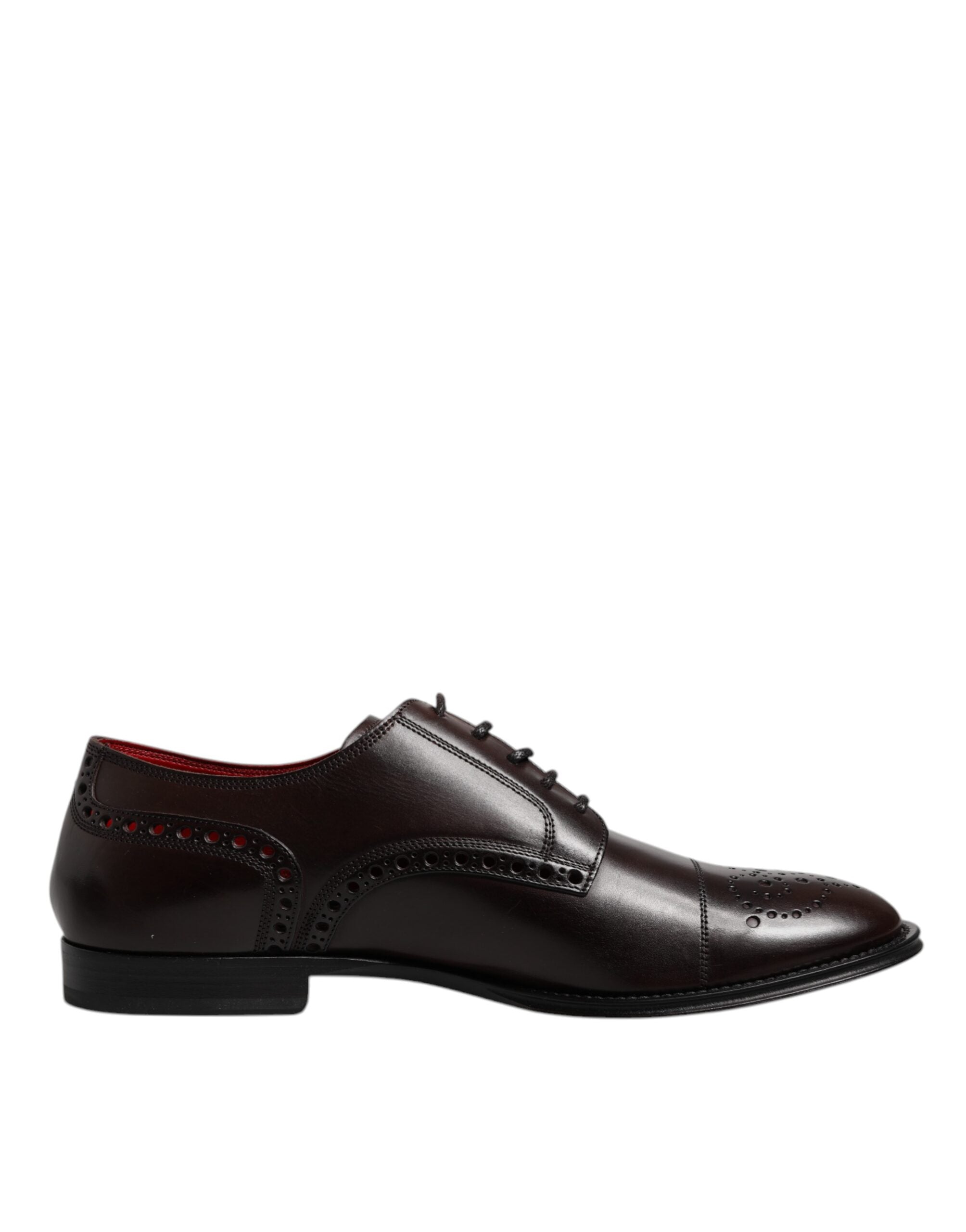 Dolce & Gabbana Maroon Calfskin Leather Derby Men Dress Shoes LUNESCAPE