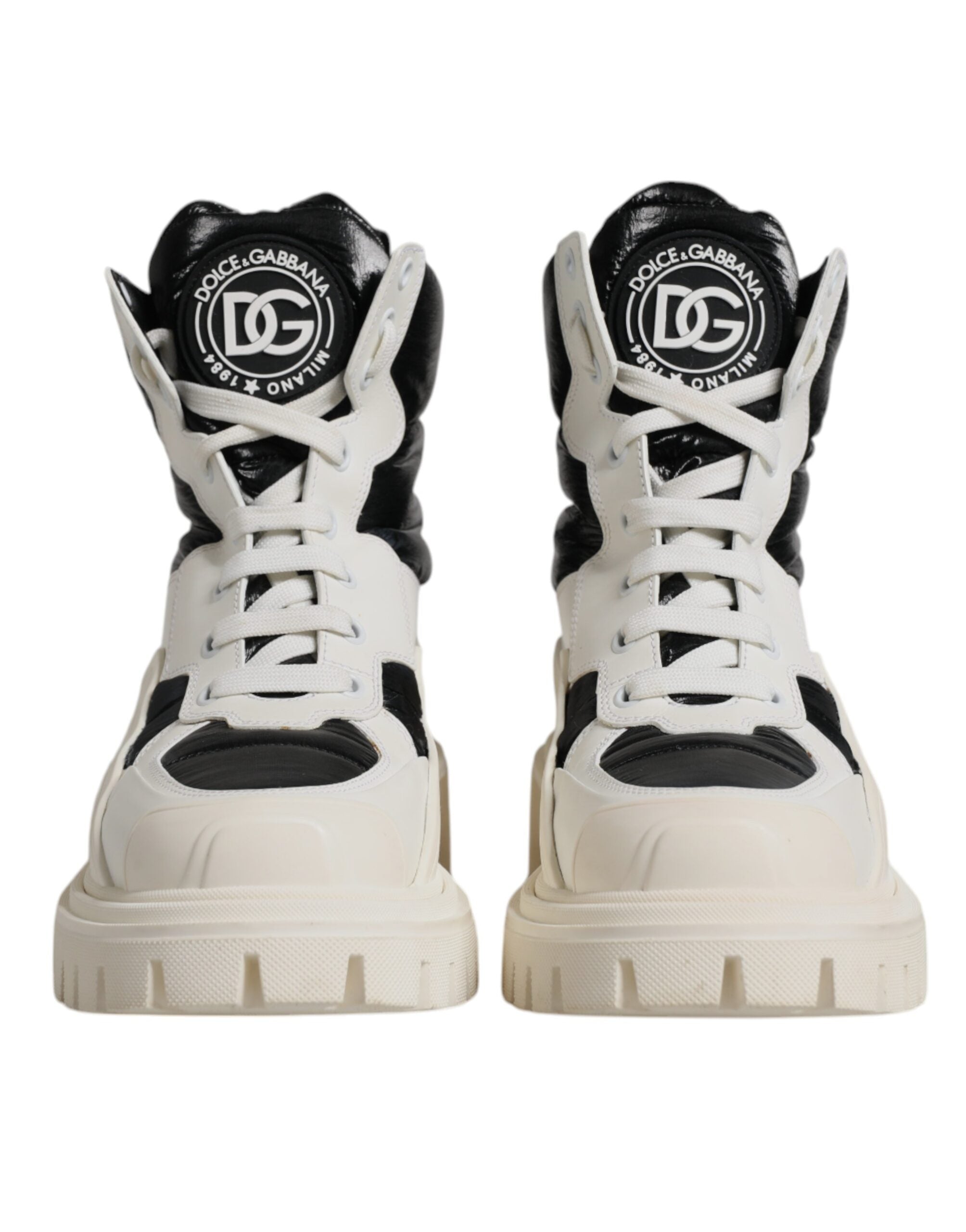 Dolce & Gabbana White Padded Mid Calf Lace Up Boots LUNESCAPE