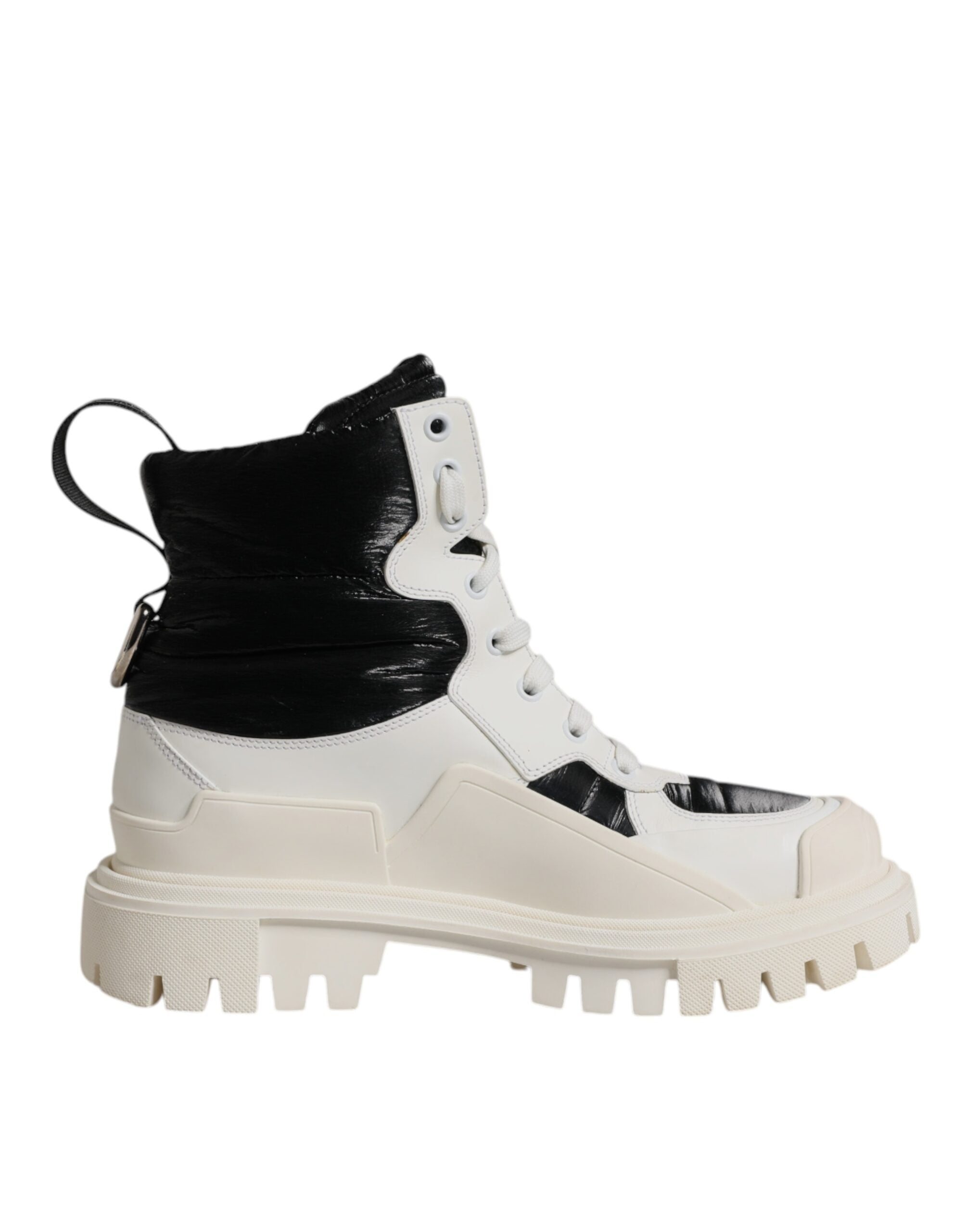 Dolce & Gabbana White Padded Mid Calf Lace Up Boots LUNESCAPE