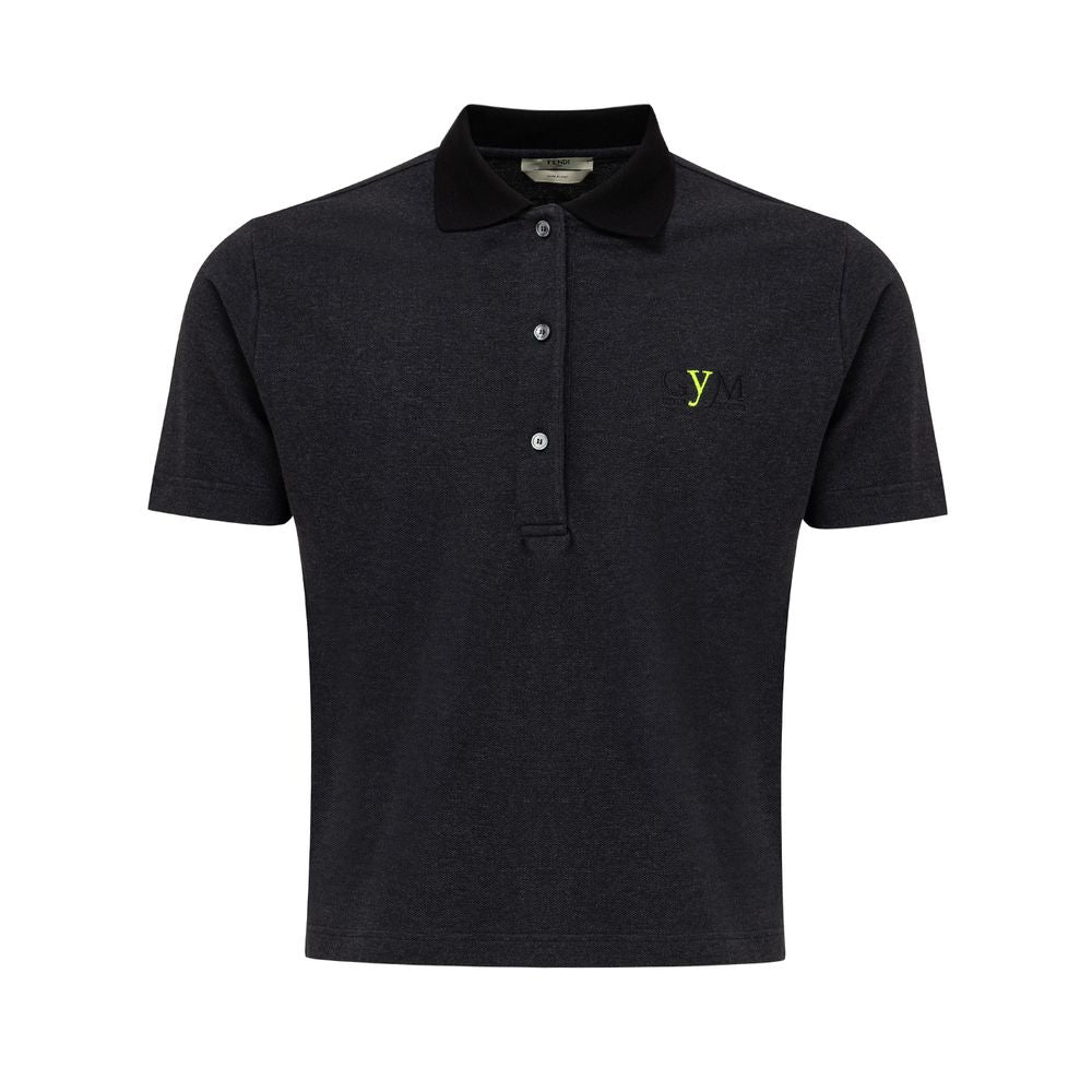 Fendi Black Cotton Polo Shirt LUNESCAPE
