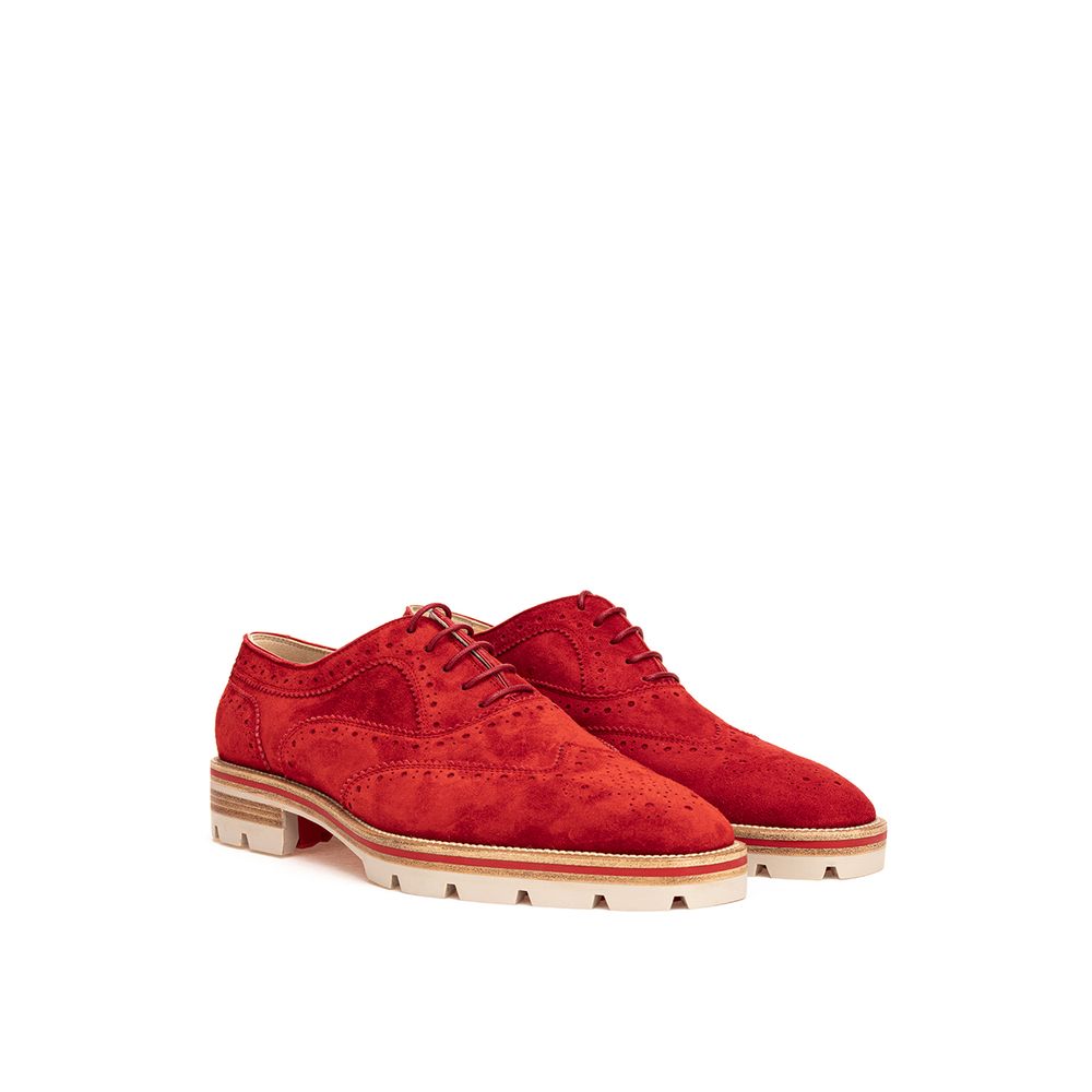 Christian Louboutin Red Suede Leather Oxfords And Derby LUNESCAPE