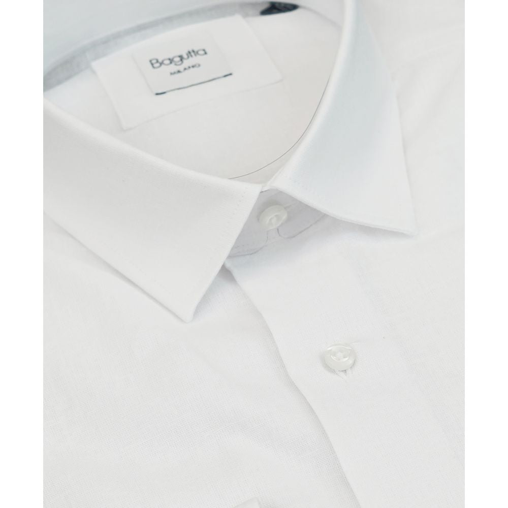 Bagutta White Linen Men Shirt LUNESCAPE