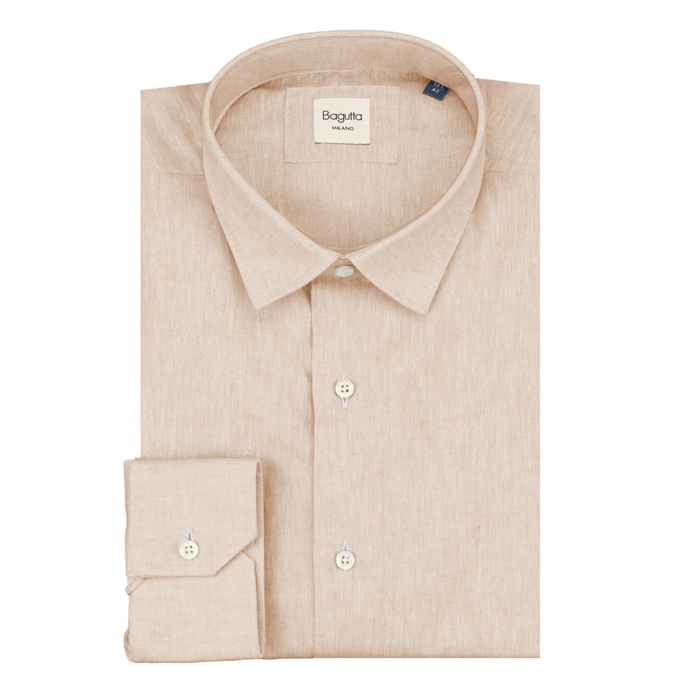Bagutta Beige Linen Men Shirt LUNESCAPE