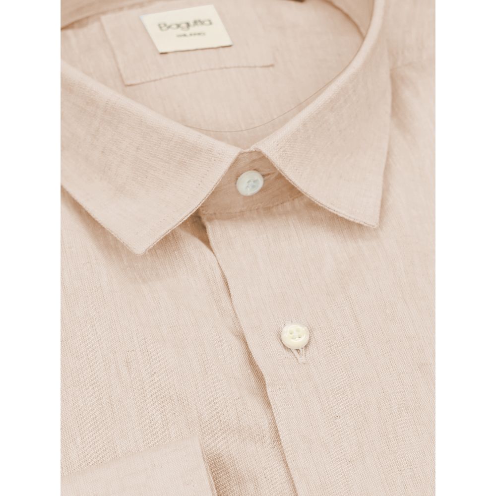 Bagutta Beige Linen Men Shirt LUNESCAPE