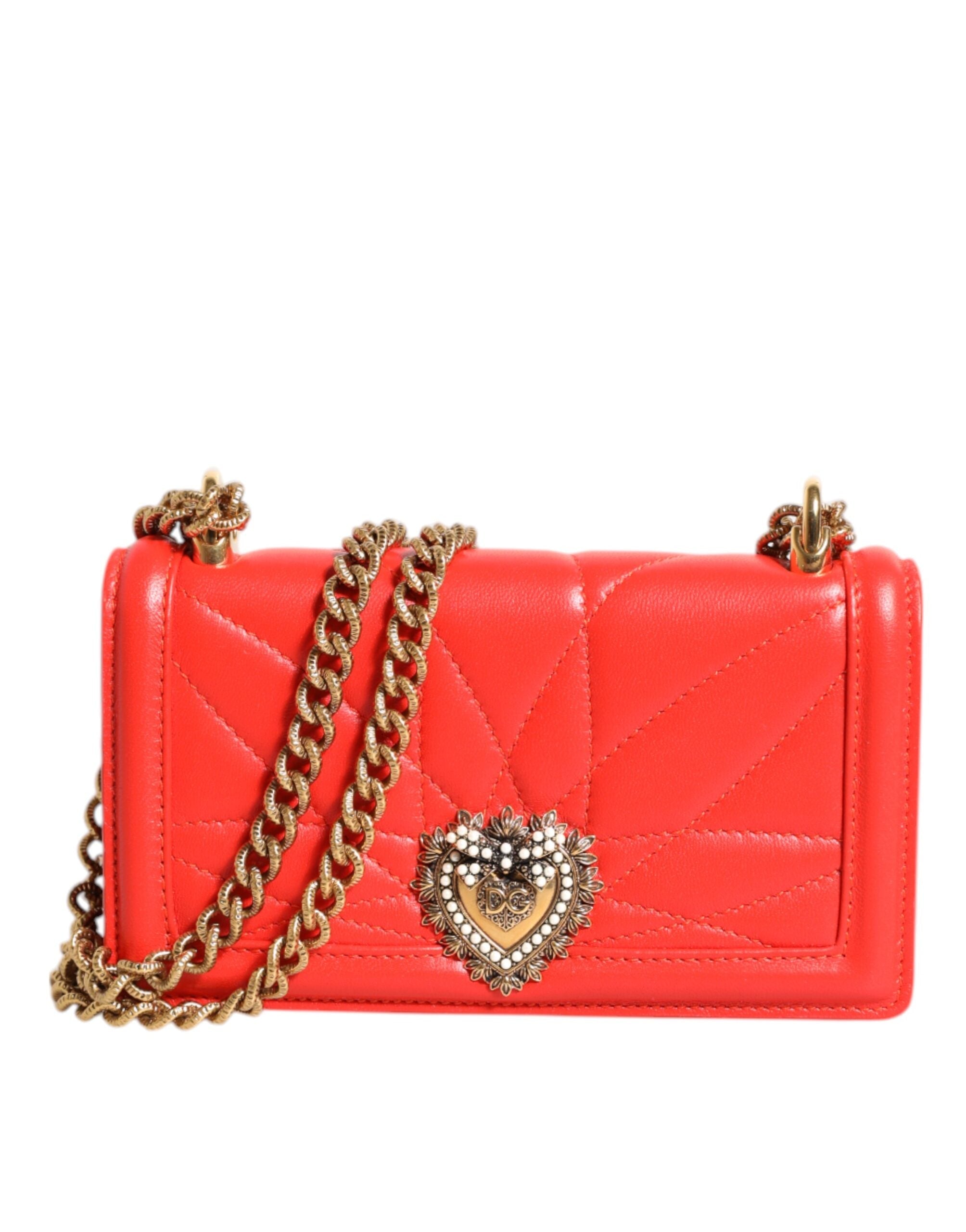 Dolce & Gabbana Red Leather Quilted Devotion Crossbody Mini Bag LUNESCAPE