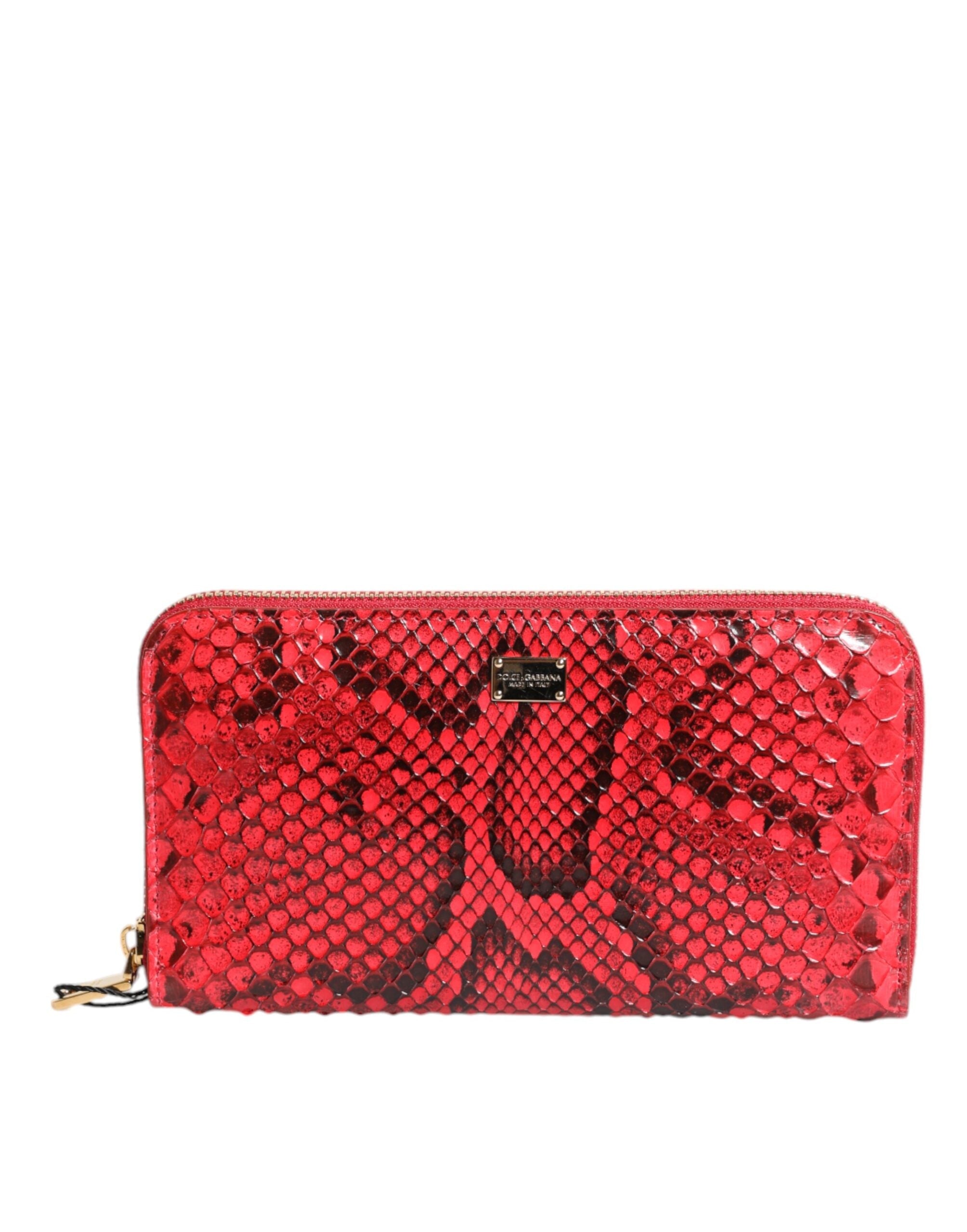 Dolce & Gabbana Red Exotic Leather Zip Around Continental Clutch LUNESCAPE