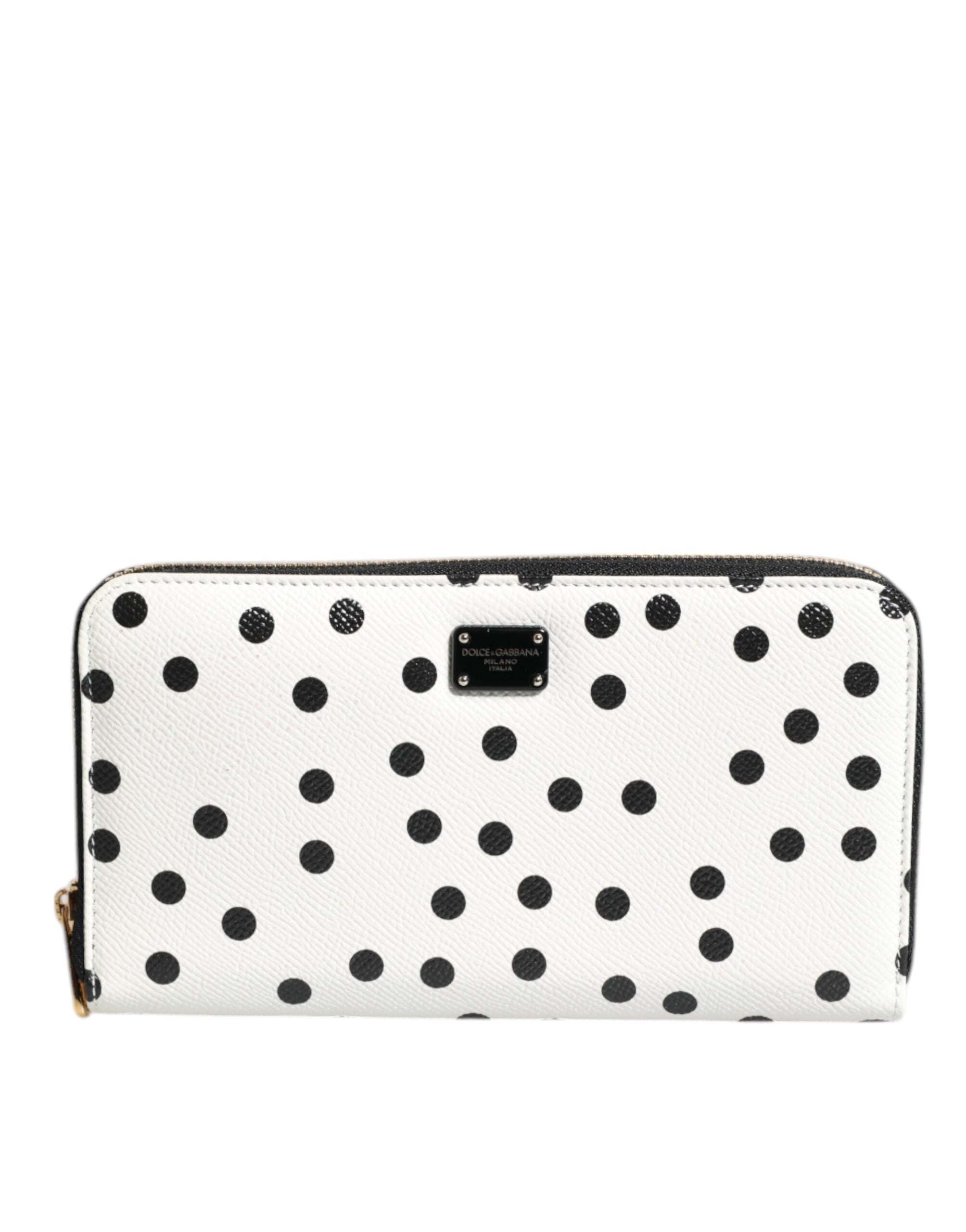 Dolce & Gabbana White Black Striped Leather Zip Around Continental Wallet LUNESCAPE