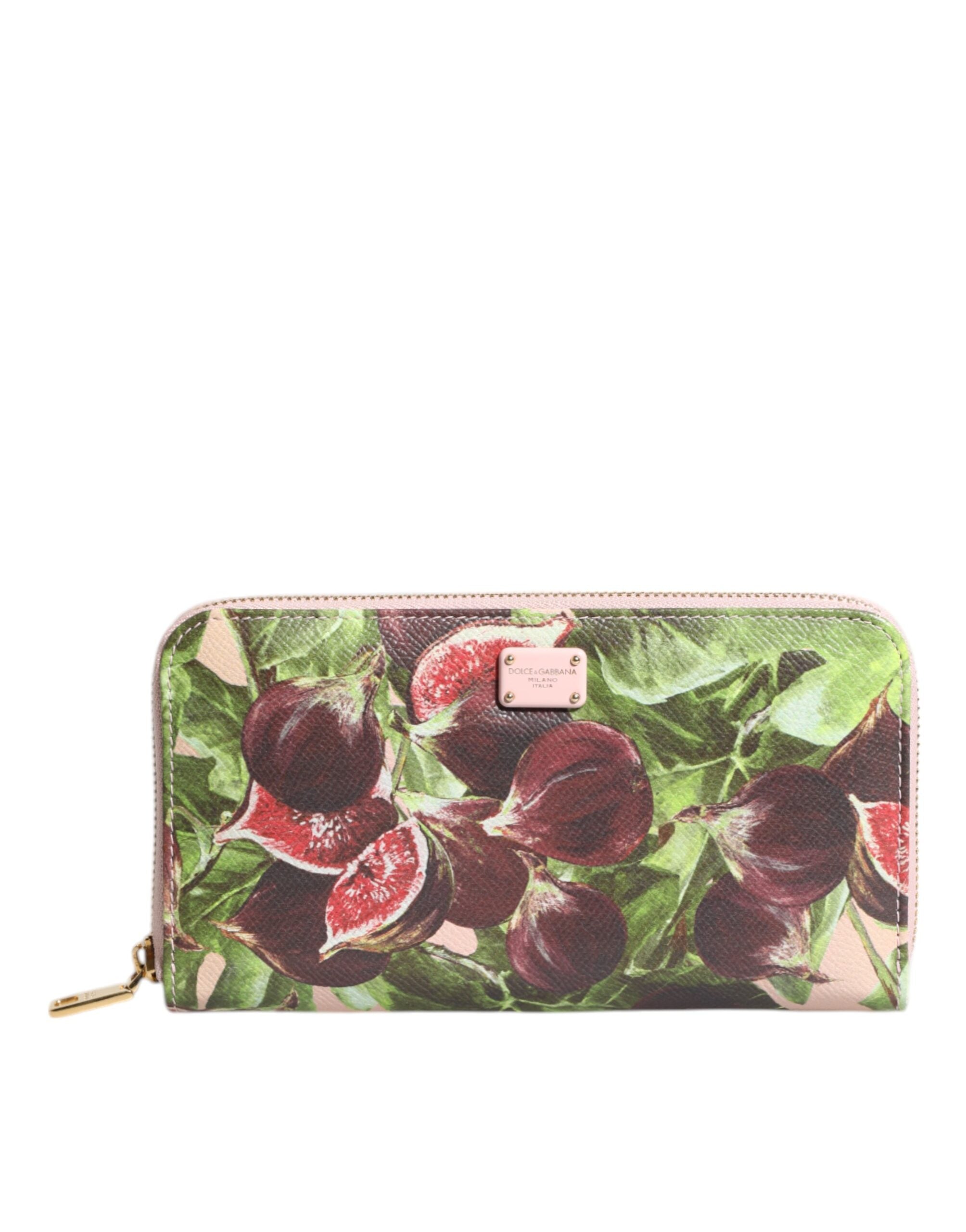 Dolce & Gabbana Multicolor Fig Fruit Dauphine Leather Zip Around Continental Wallet LUNESCAPE