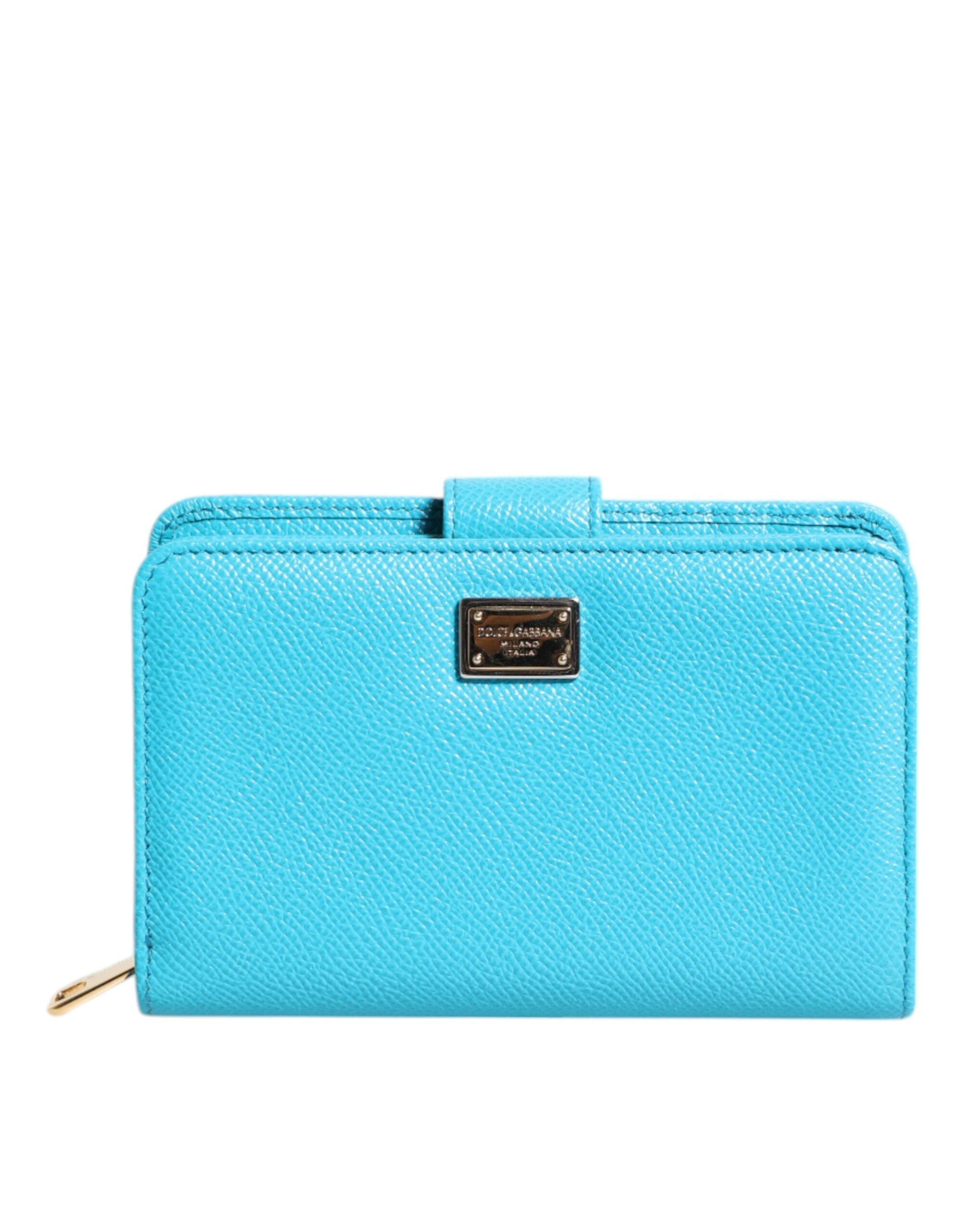 Dolce & Gabbana Light Blue Leather Bifold Continental Clutch Wallet LUNESCAPE