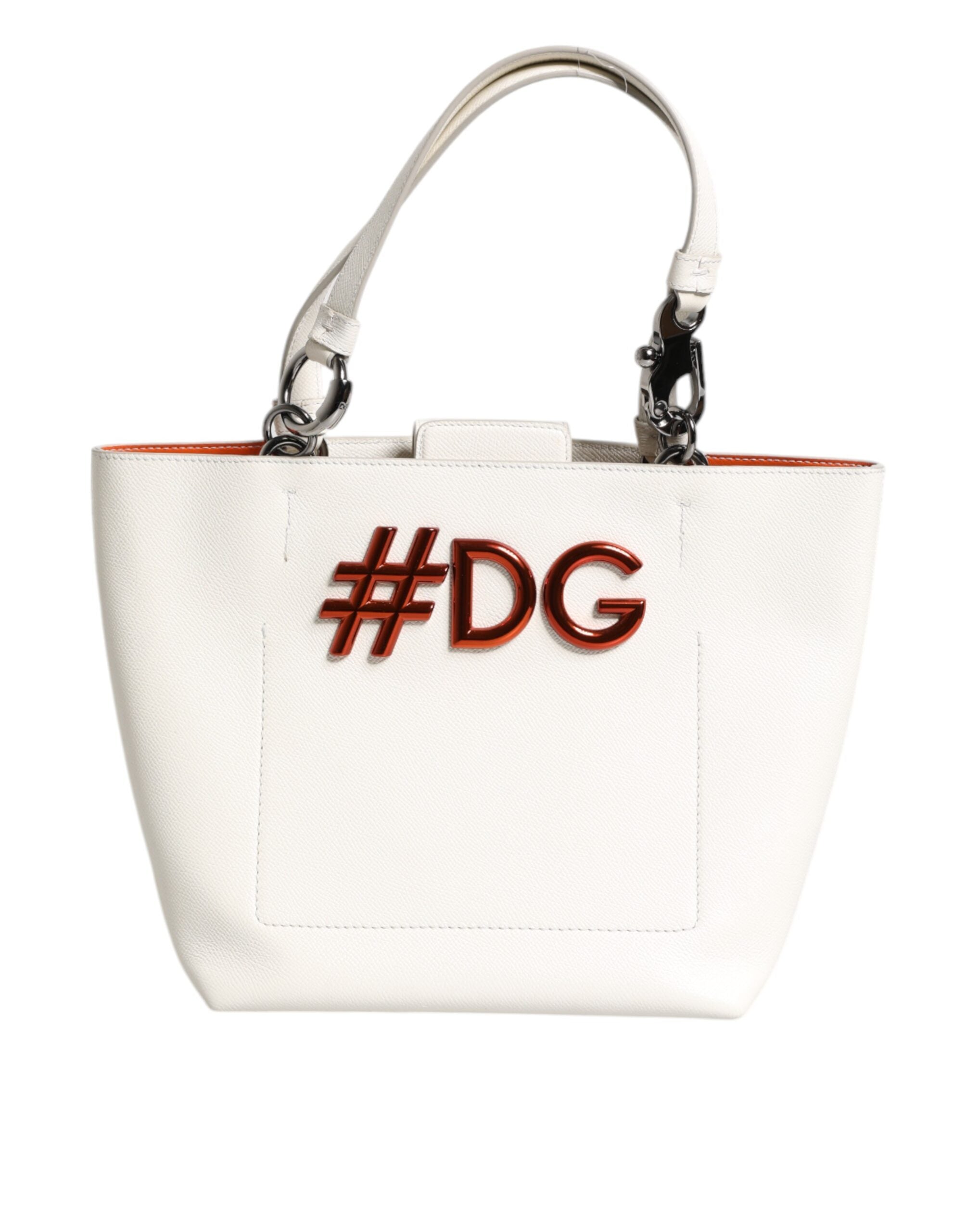 Dolce & Gabbana White Leather #DG BEATRICE Top Handle Tote Bag LUNESCAPE