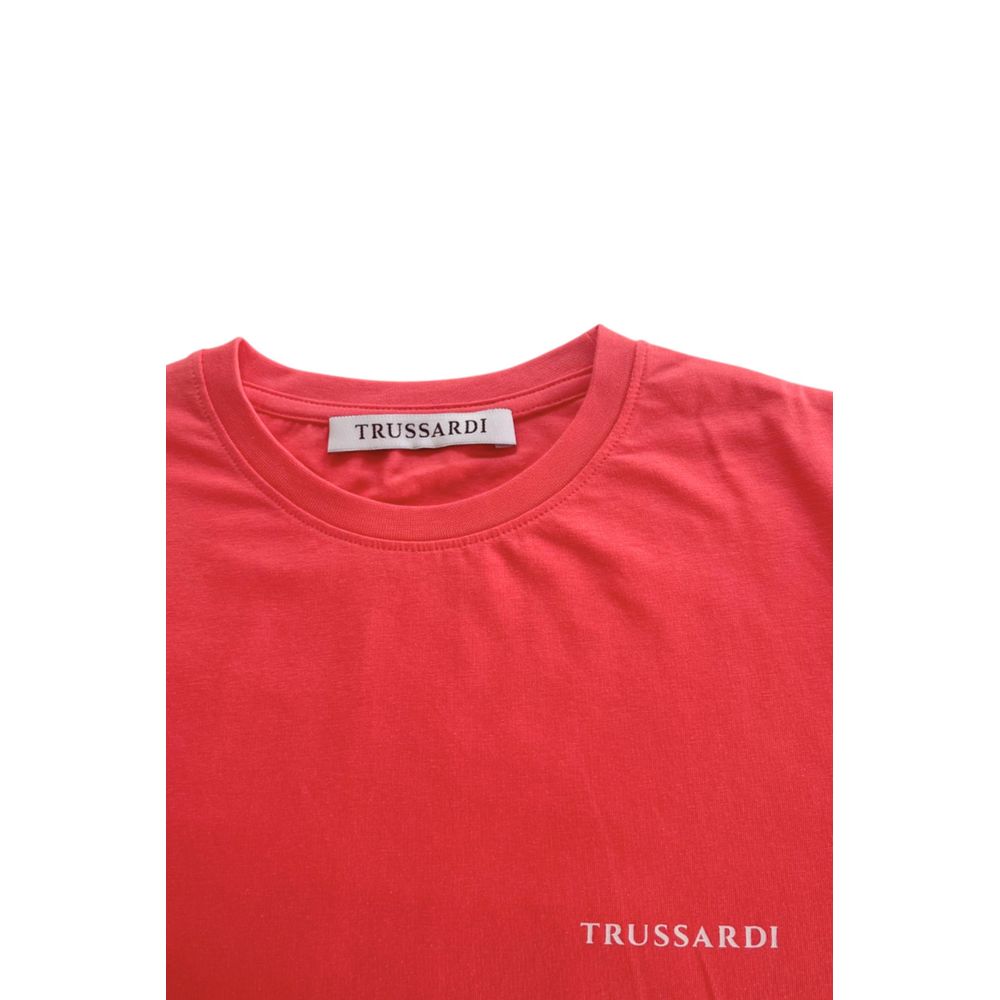 Trussardi Beachwear Red Cotton Men T-Shirt LUNESCAPE
