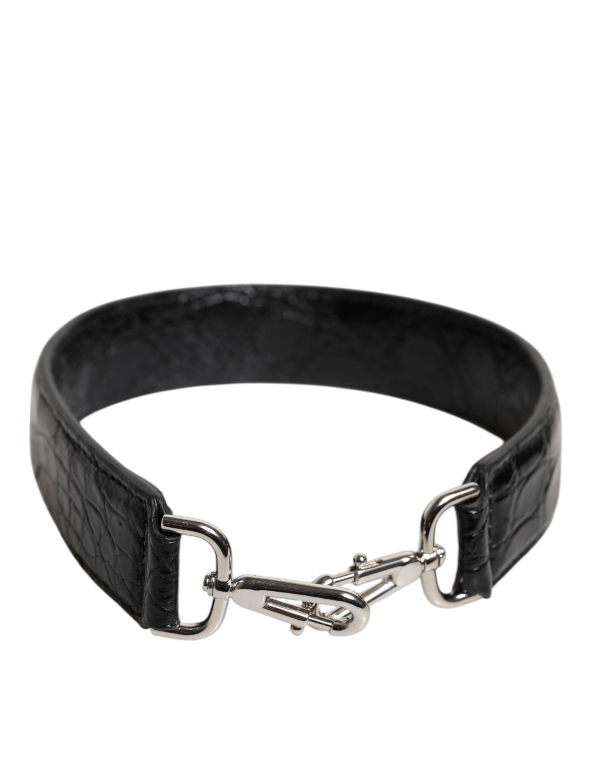 Dolce & Gabbana Black Alligator Leather Bag Shoulder Strap LUNESCAPE