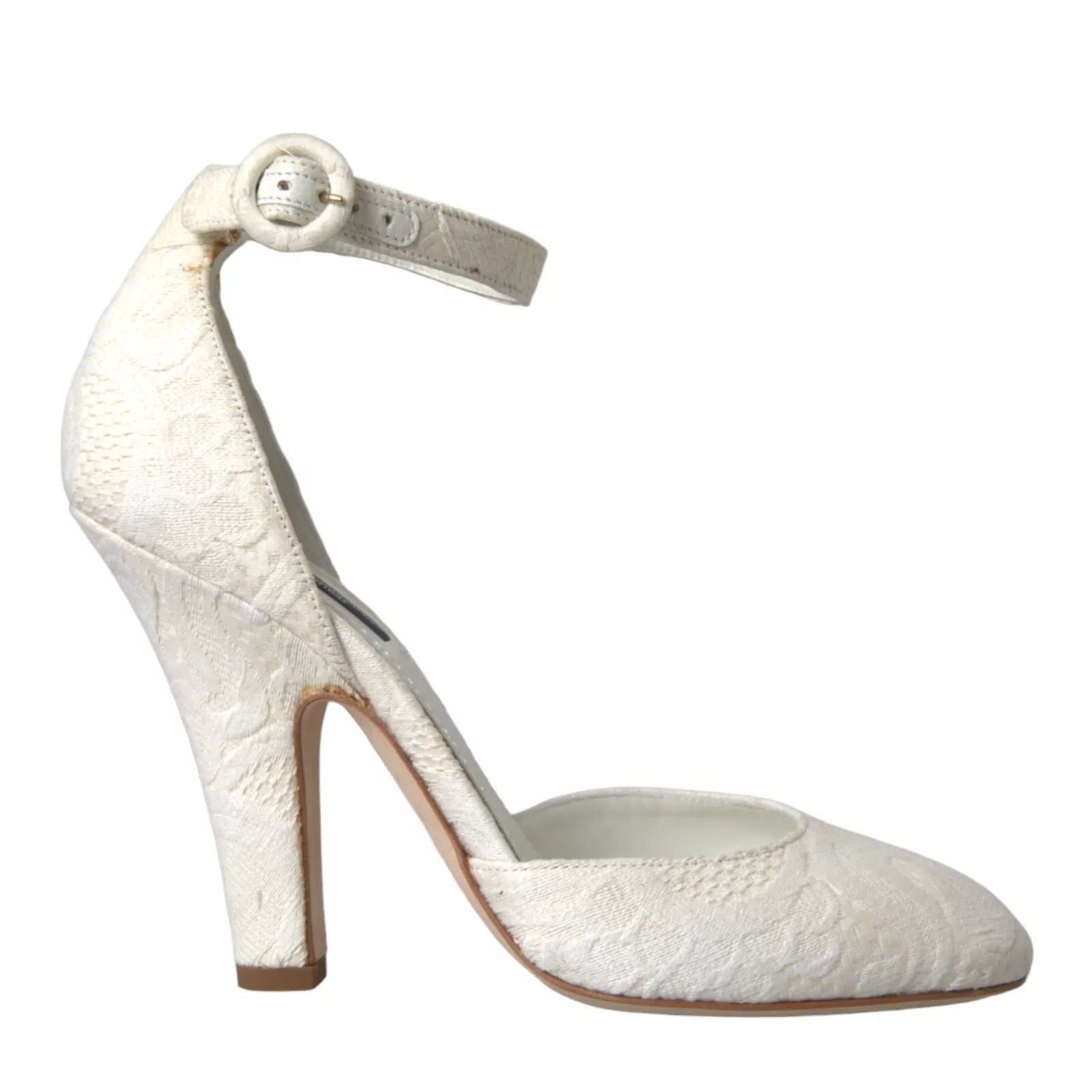 Dolce & Gabbana White Floral Jacquard Mary Janes Heels Pumps Shoes LUNESCAPE