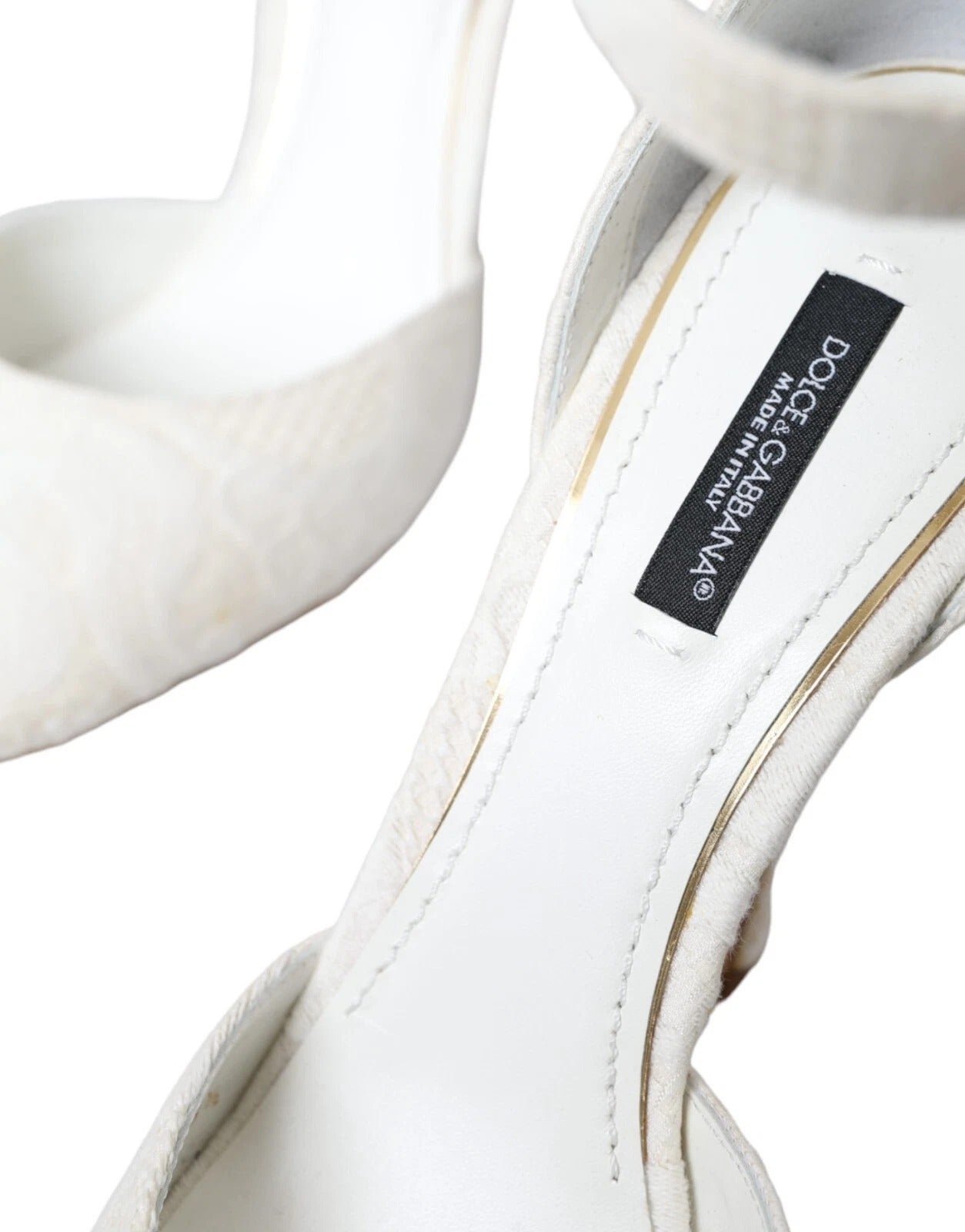 Dolce & Gabbana White Floral Jacquard Mary Janes Heels Pumps Shoes LUNESCAPE