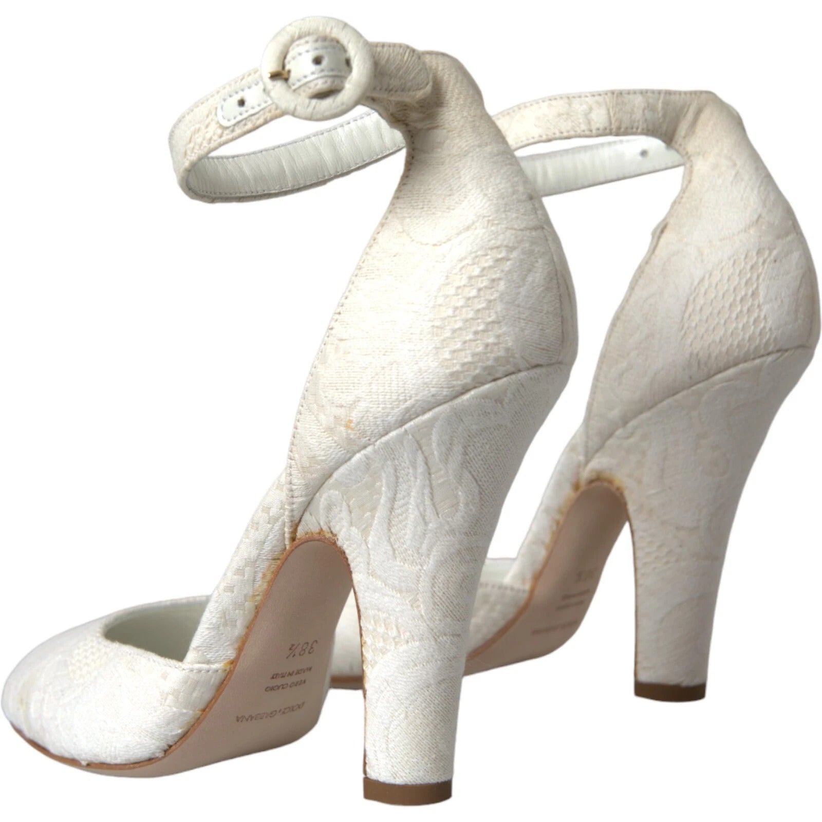 Dolce & Gabbana White Floral Jacquard Mary Janes Heels Pumps Shoes LUNESCAPE