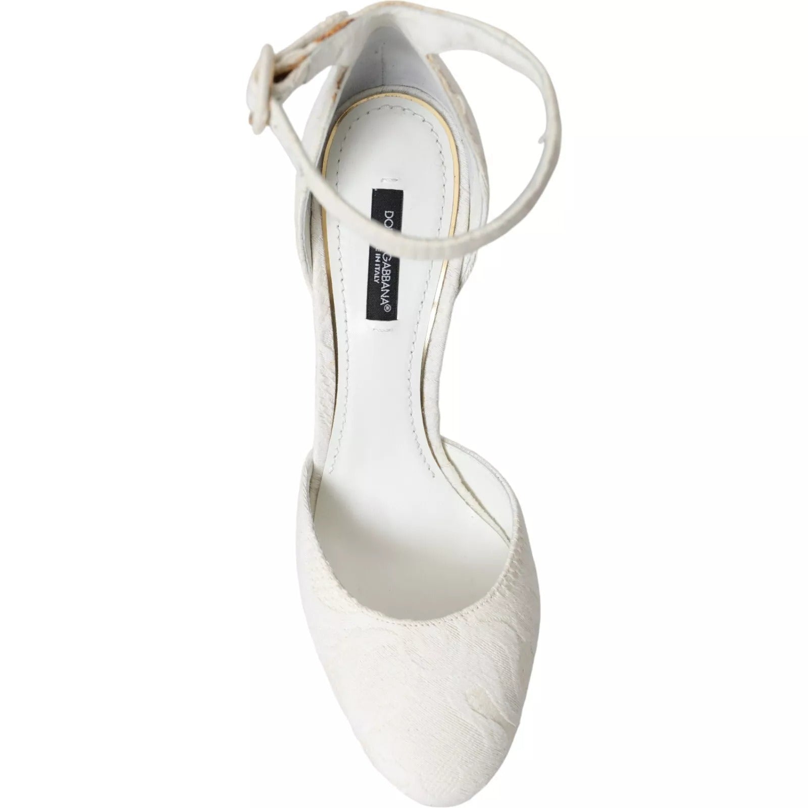 Dolce & Gabbana White Floral Jacquard Mary Janes Heels Pumps Shoes LUNESCAPE