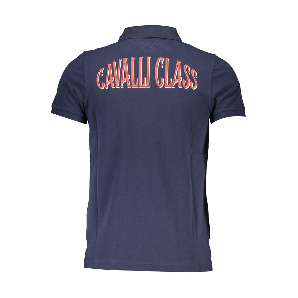 Cavalli Class Blue Cotton Men Polo Shirt LUNESCAPE