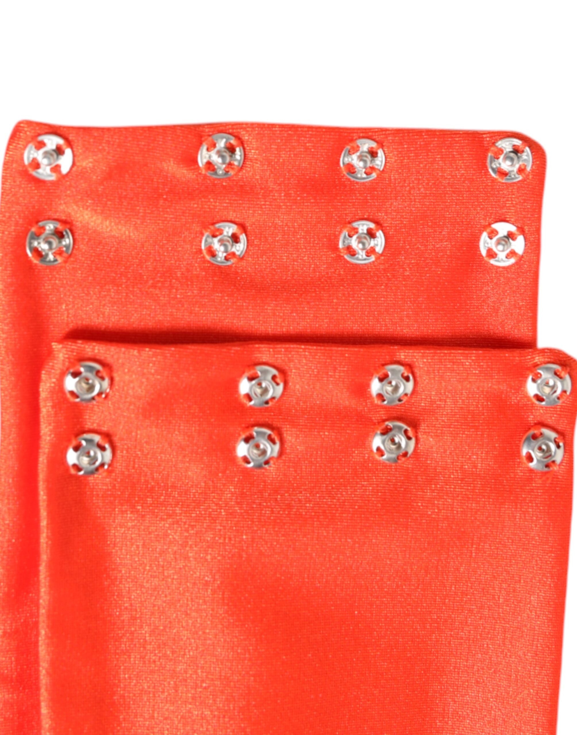Dolce & Gabbana Orange Nylon Stretch Women Neck Warmer Scarf