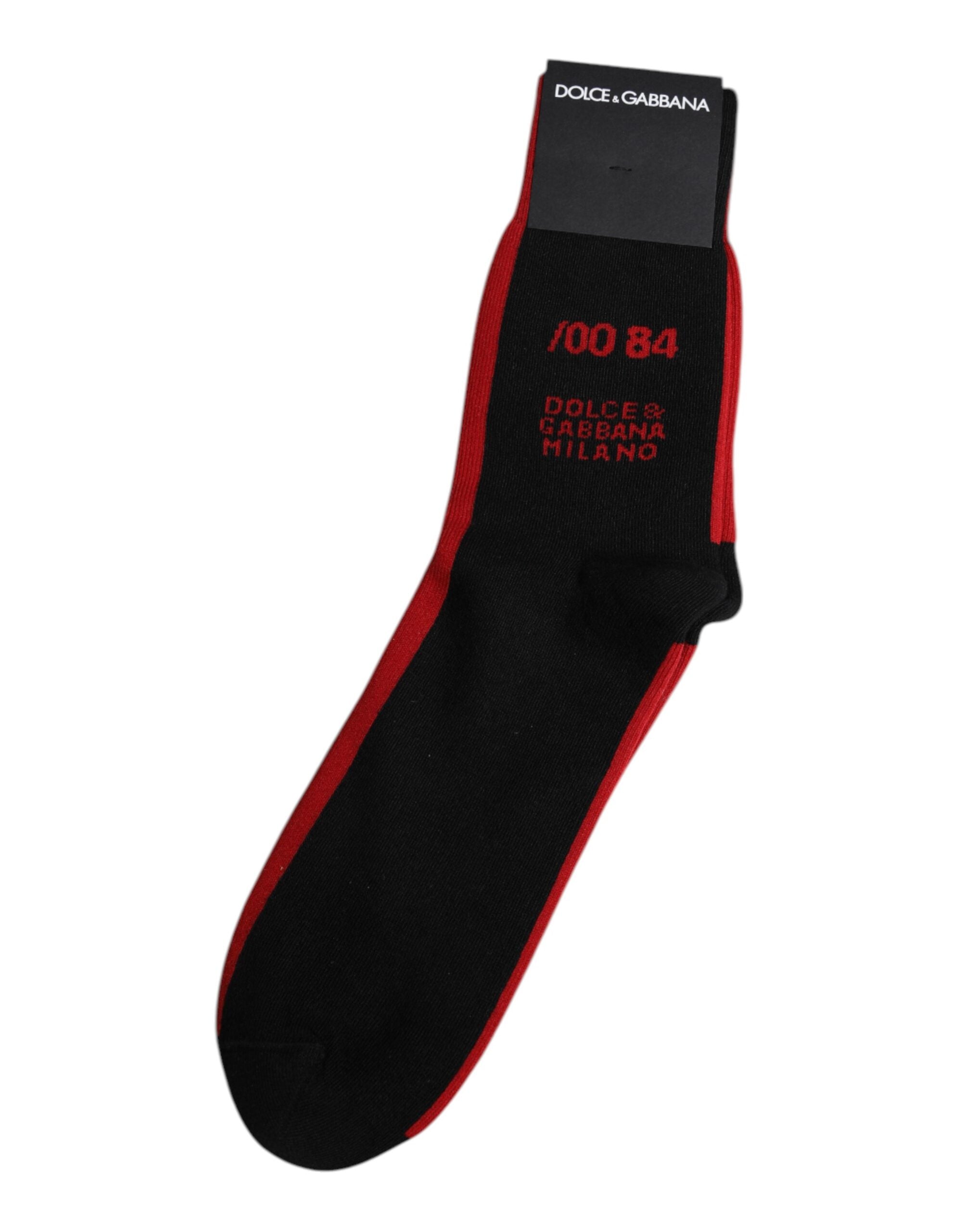 Dolce & Gabbana Black Nylon DG Logo Mid Calf Men Socks LUNESCAPE