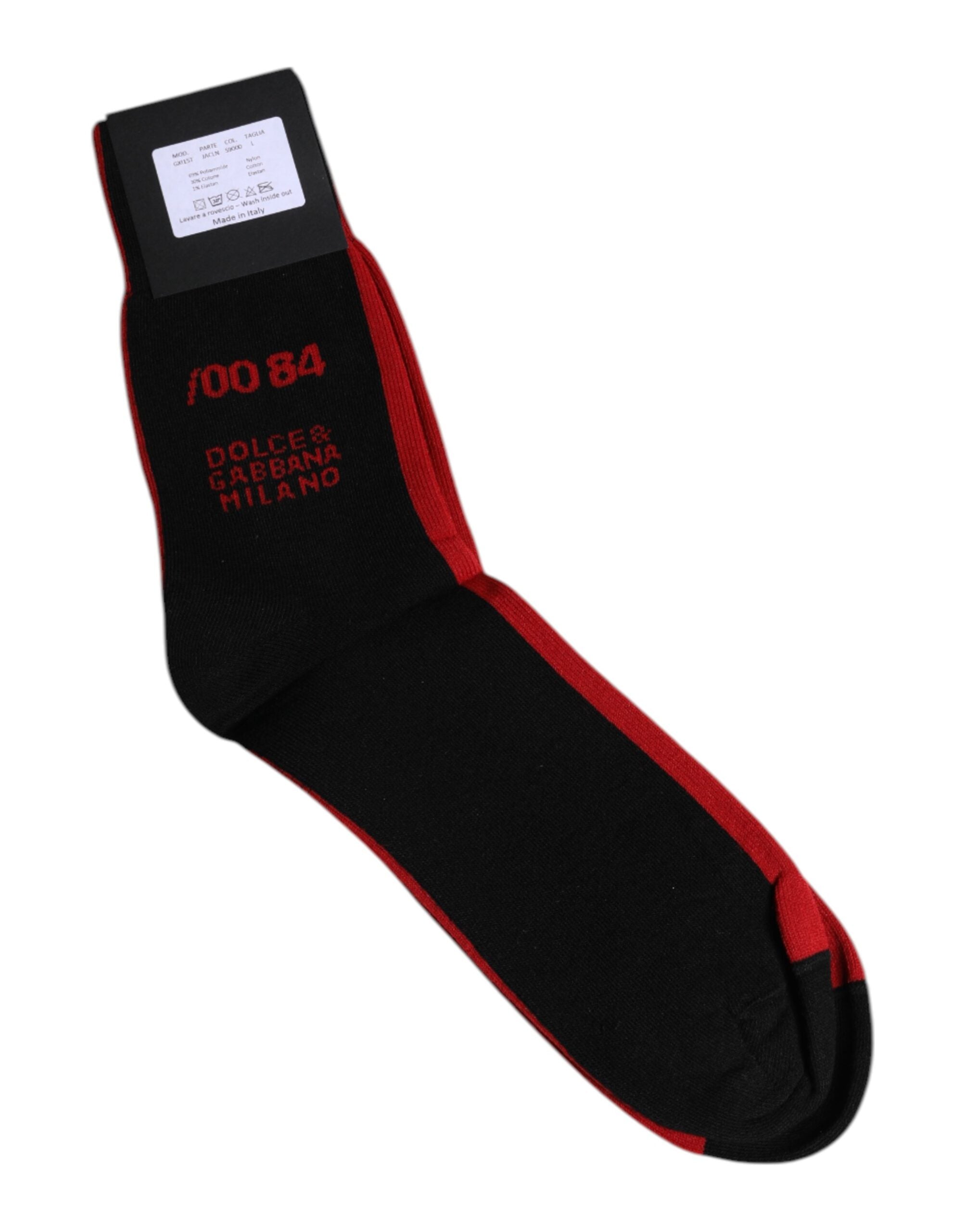 Dolce & Gabbana Black Nylon DG Logo Mid Calf Men Socks LUNESCAPE