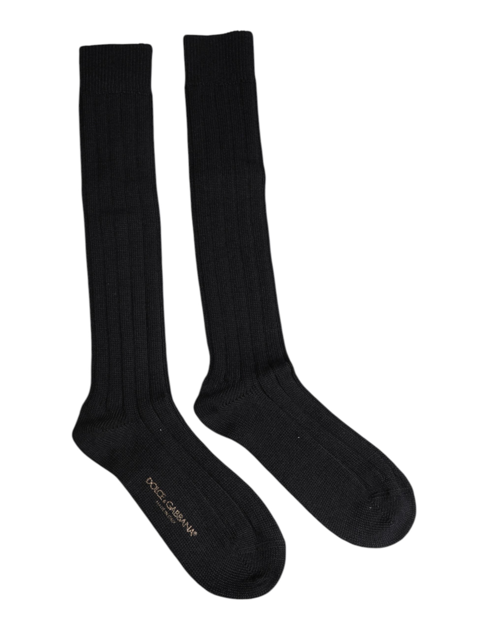 Dolce & Gabbana Black DG Logo Print Over The Calf Socks LUNESCAPE