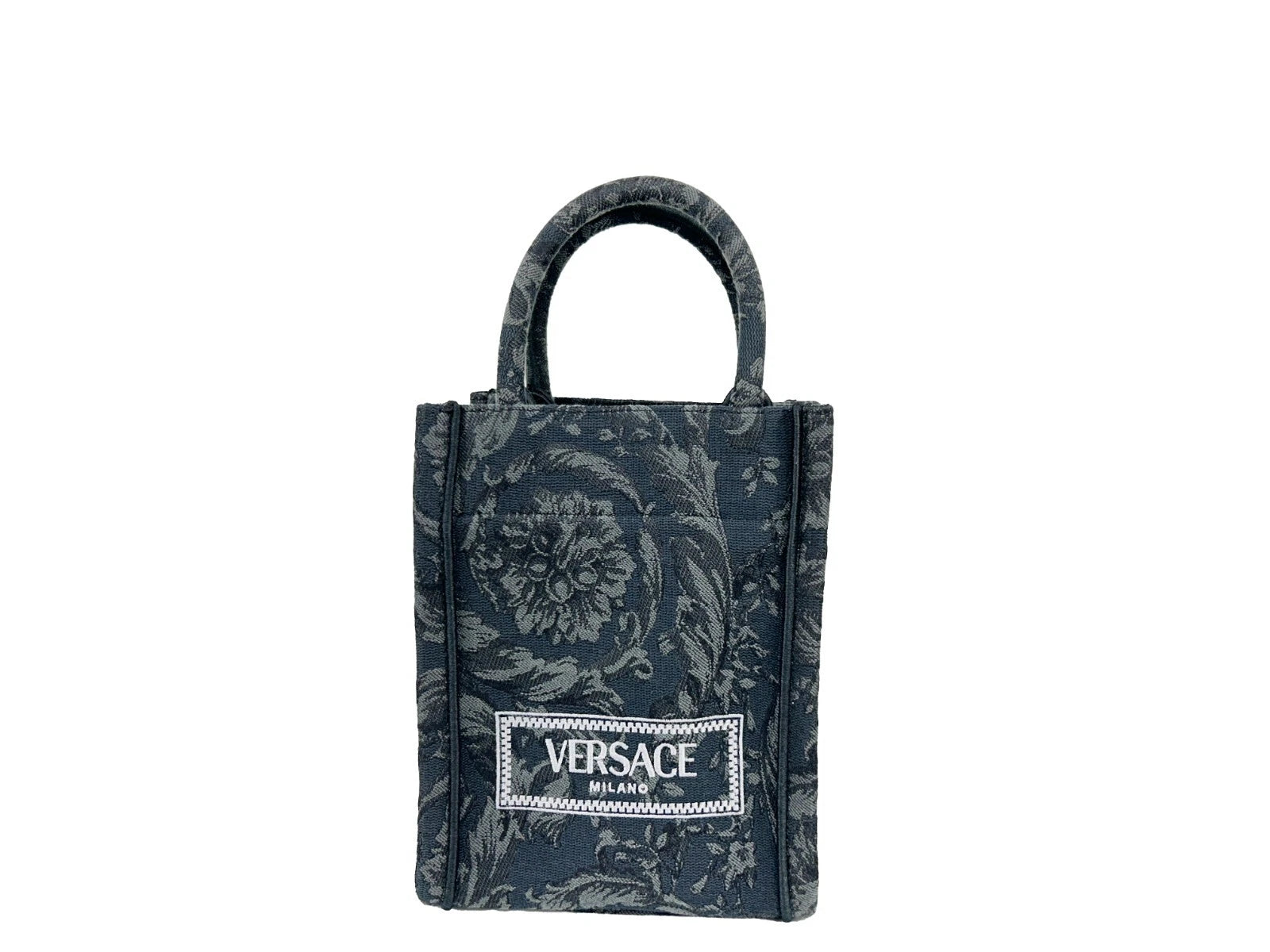 Versace Athena Barocco Mini Top Handle Tote Crossbody Bag Black LUNESCAPE