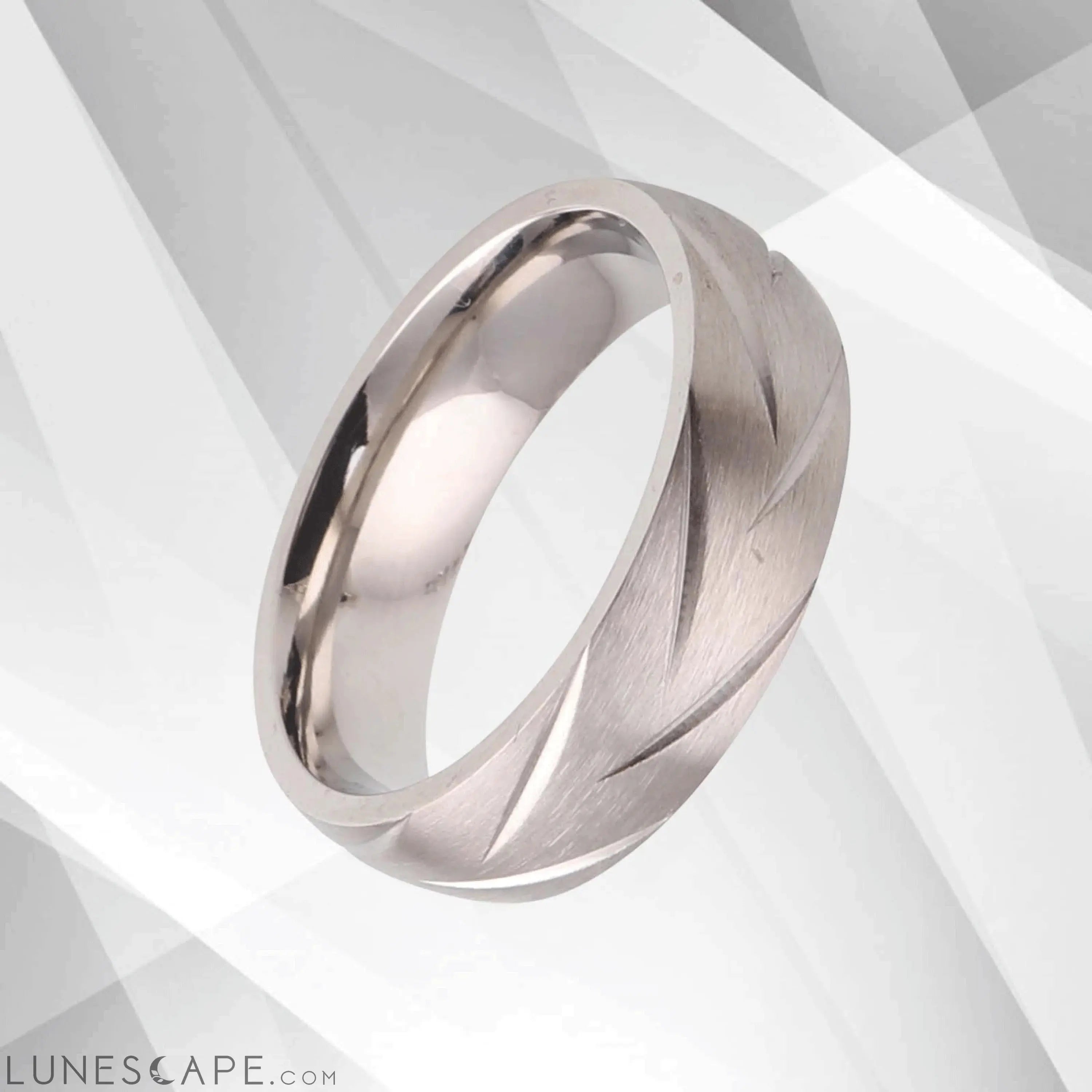 6mm Tungsten Wedding Engagement Anniversary Band Ring 18Ct White Gold LUNESCAPE
