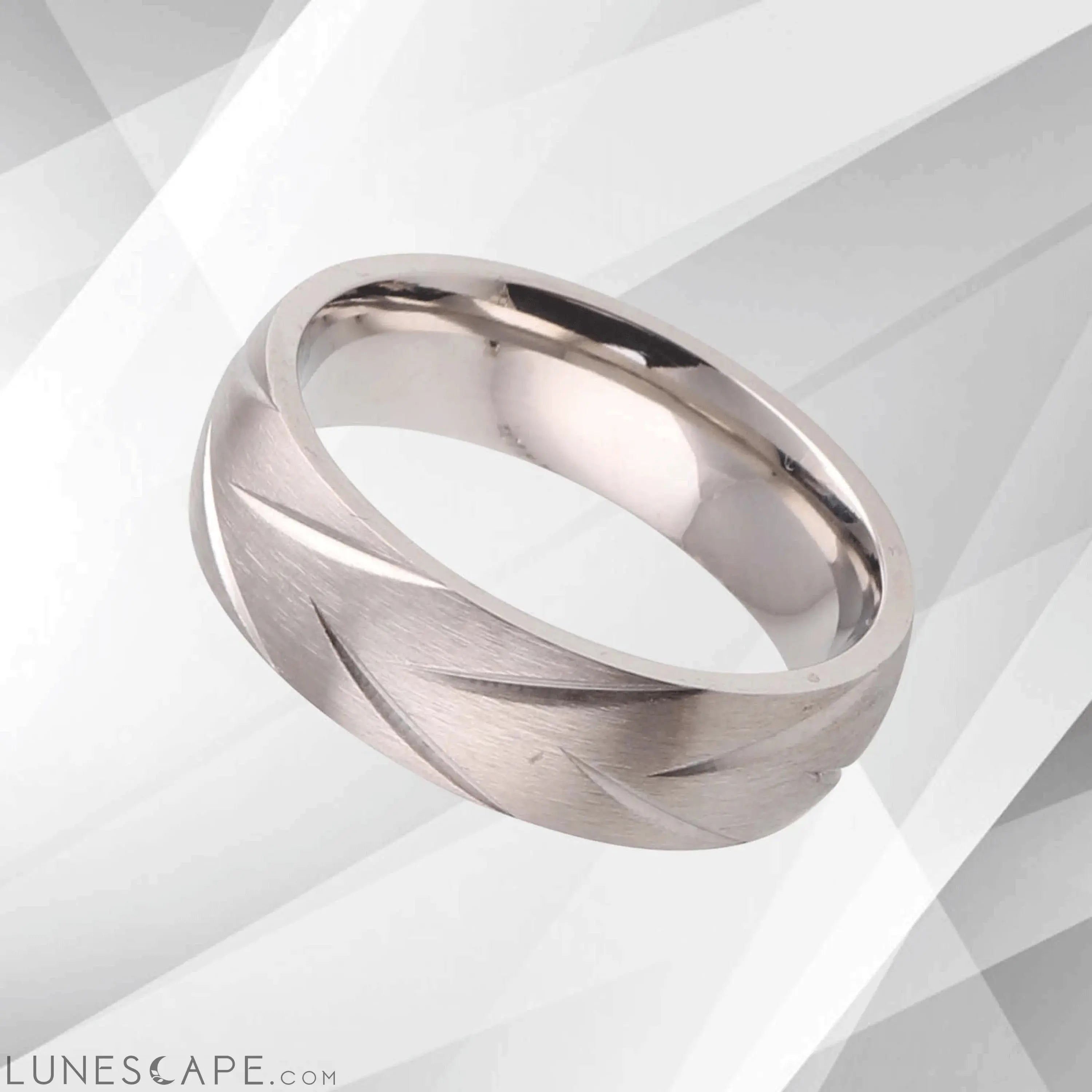 6mm Tungsten Wedding Engagement Anniversary Band Ring 18Ct White Gold LUNESCAPE