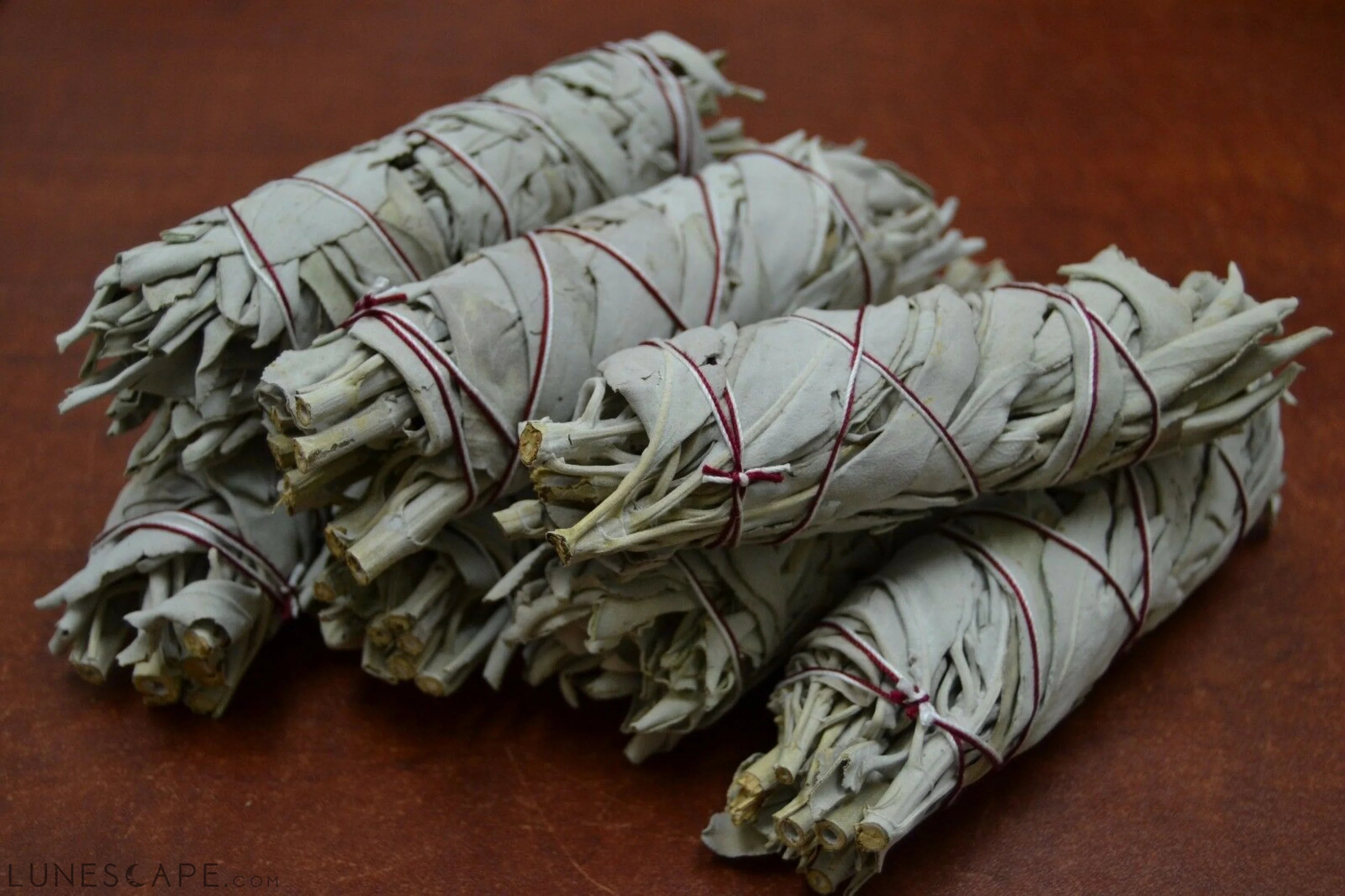 7 Pcs California White Sage Bundle Smudge 4" LUNESCAPE